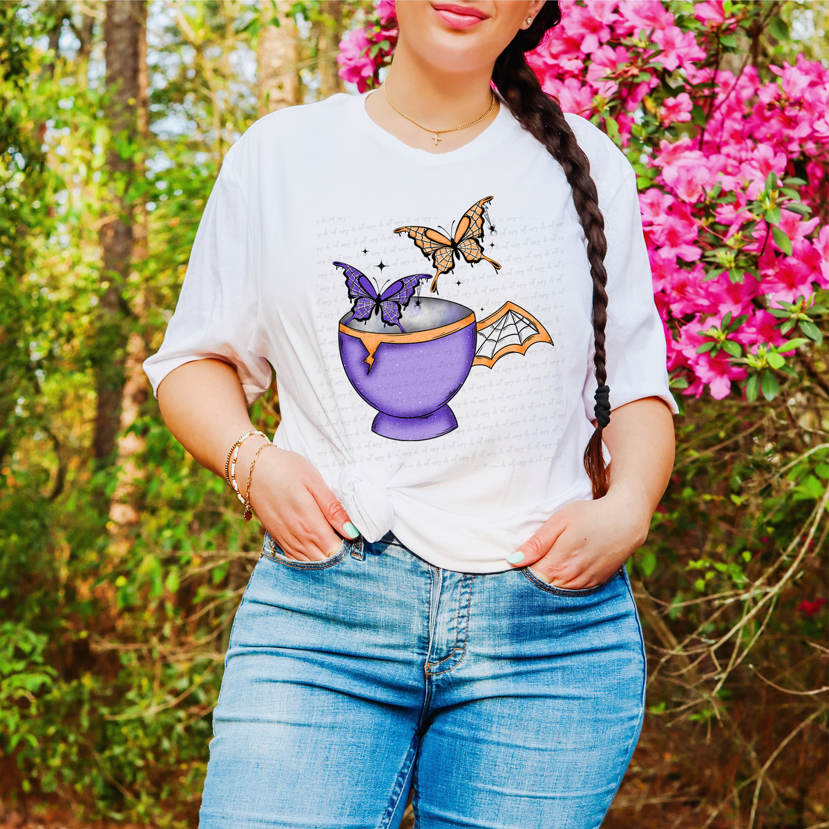 Purple Mug with Orange and Purple Butterflies 115731 DTF Transfer