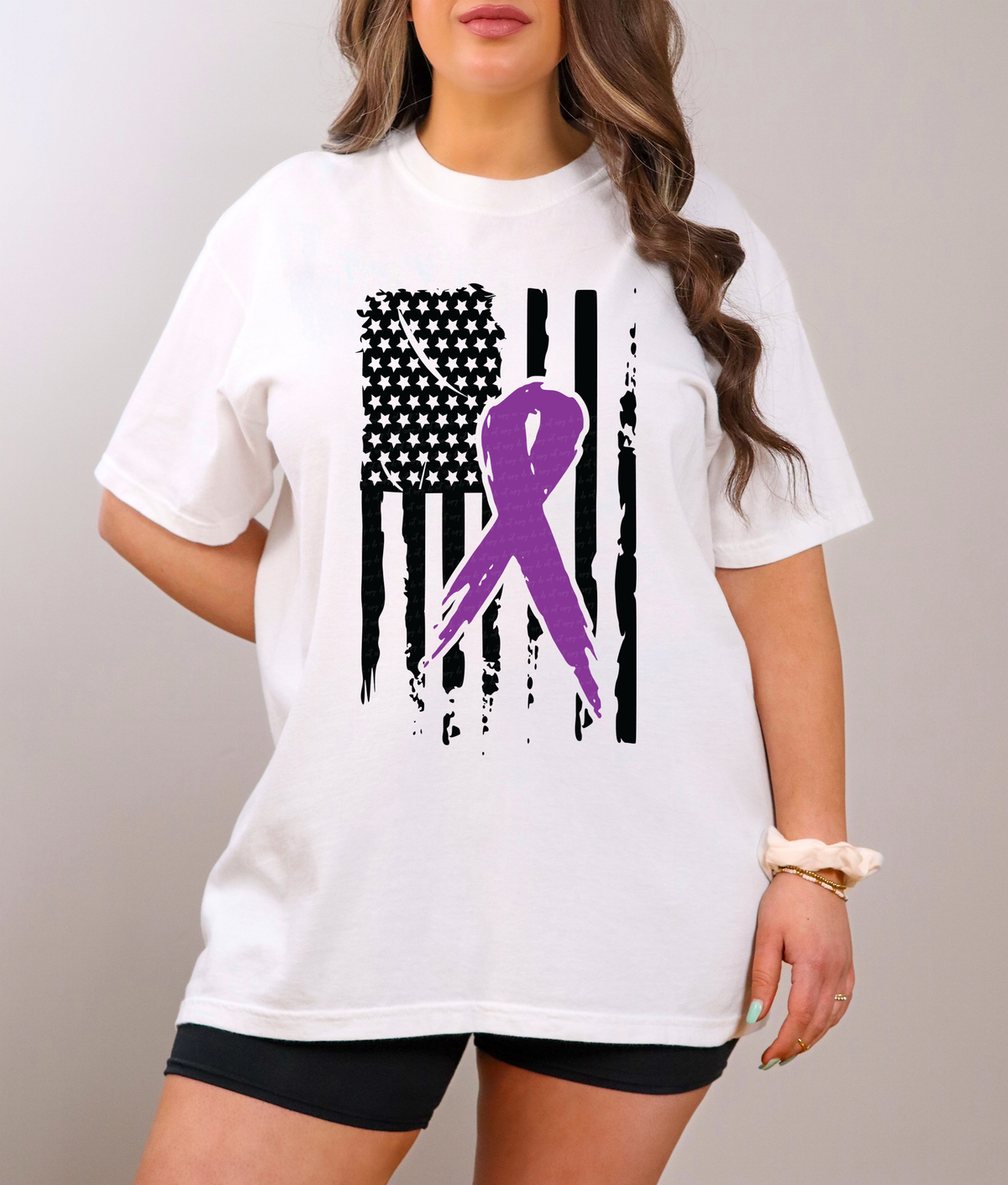 Purple Ribbon with Black Flag 116090 DTF Transfer