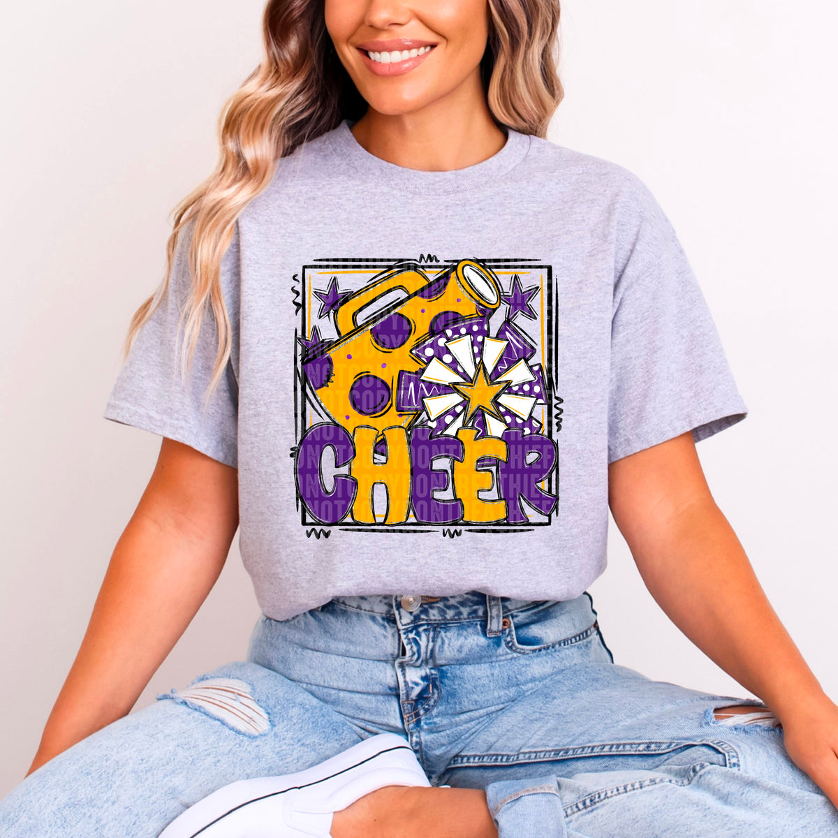 Cheer purple and orange with frame (SDD) 99320 DTF transfer