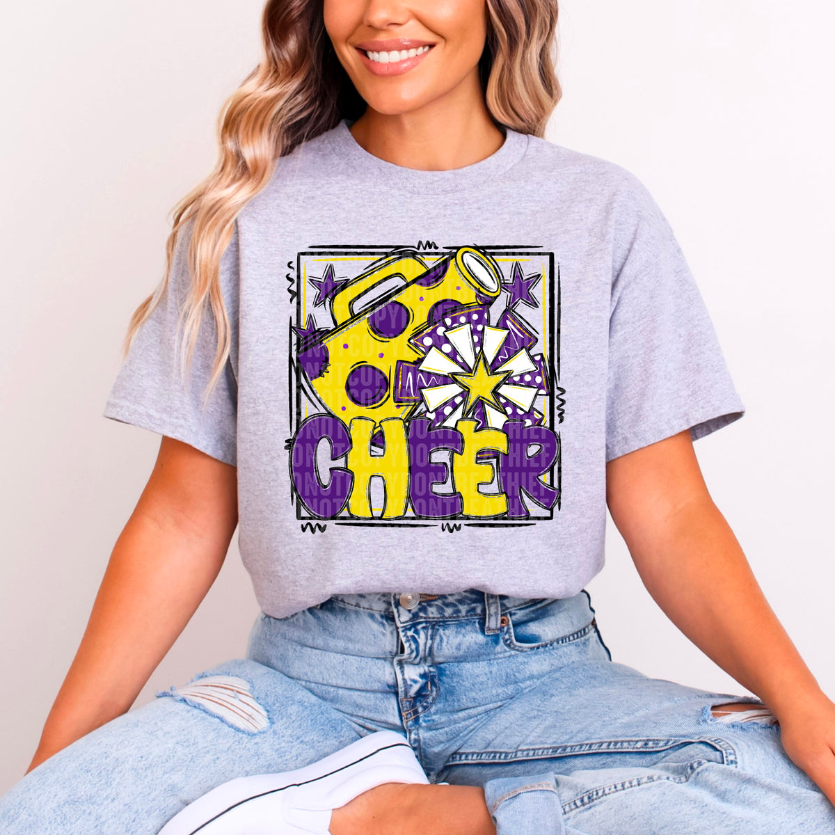 Cheer purple and yellow with frame (SDD) 99320 DTF transfer