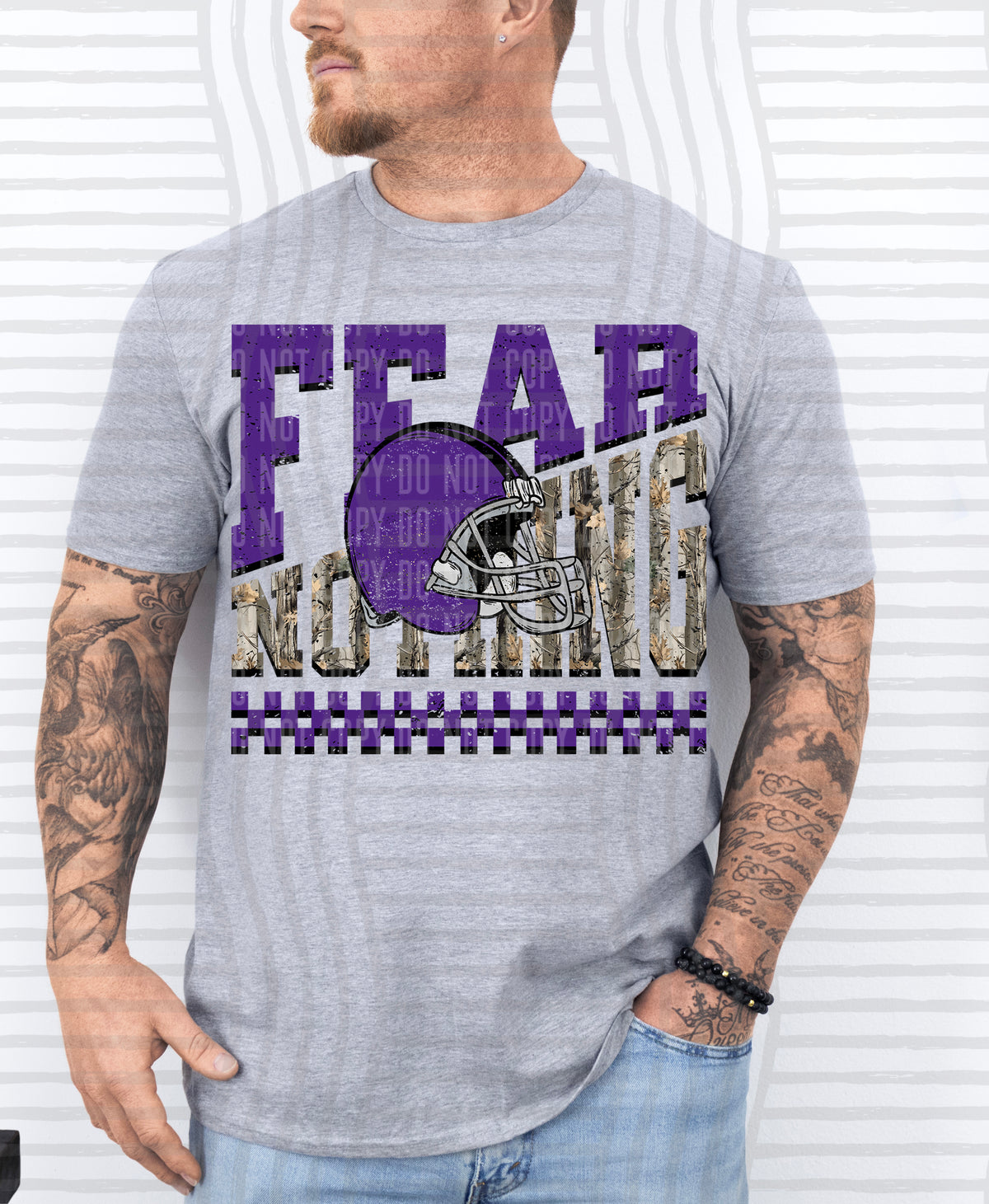 Purple and camo fear nothing (Caplinger) DTF Transfer