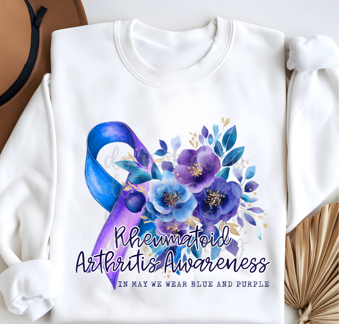 In May we wear blue and purple Rheumatoid Arthritis Awareness (Parker) 101723 DTF transfer