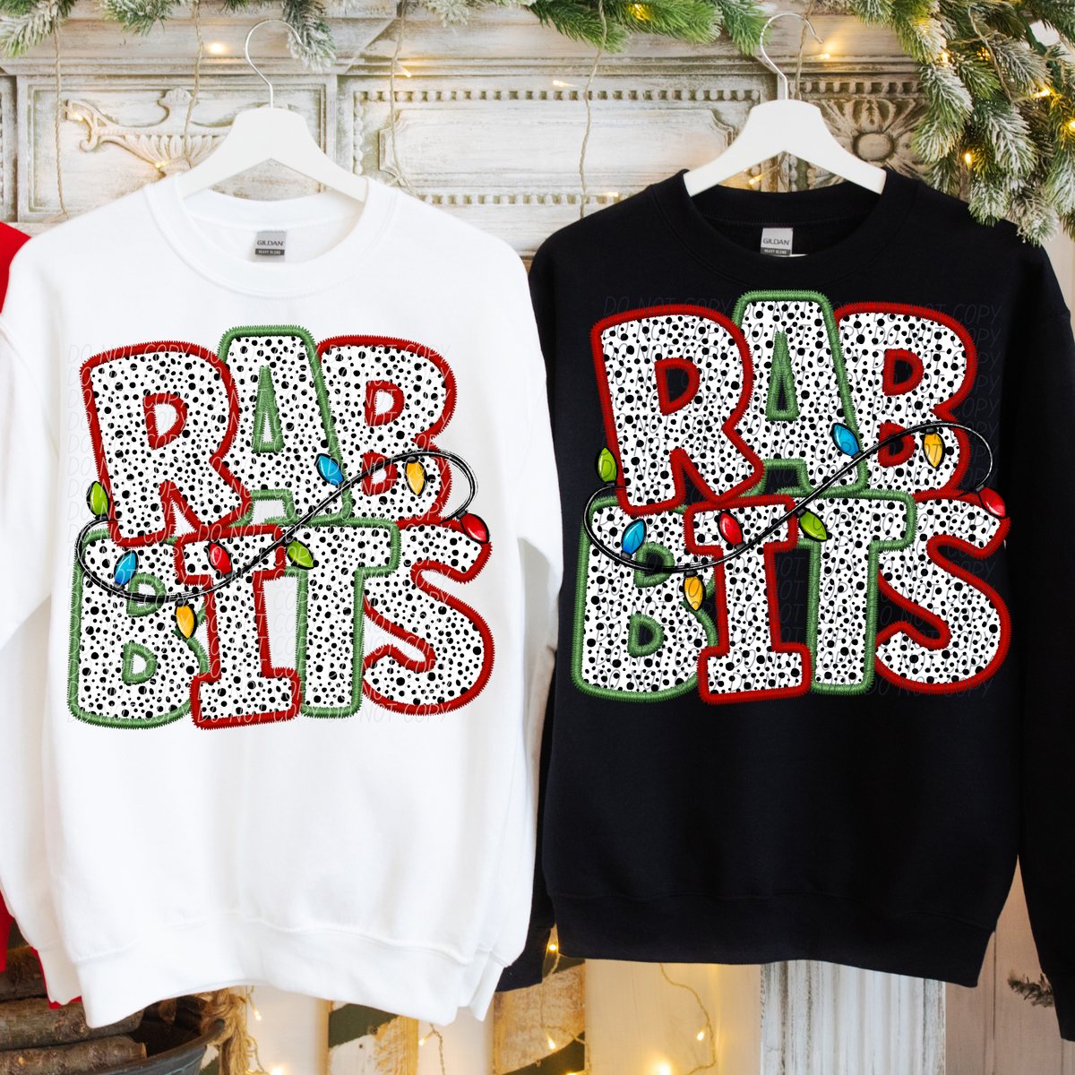 Rabbits Christmas Light Mascots (City) DTF Transfer