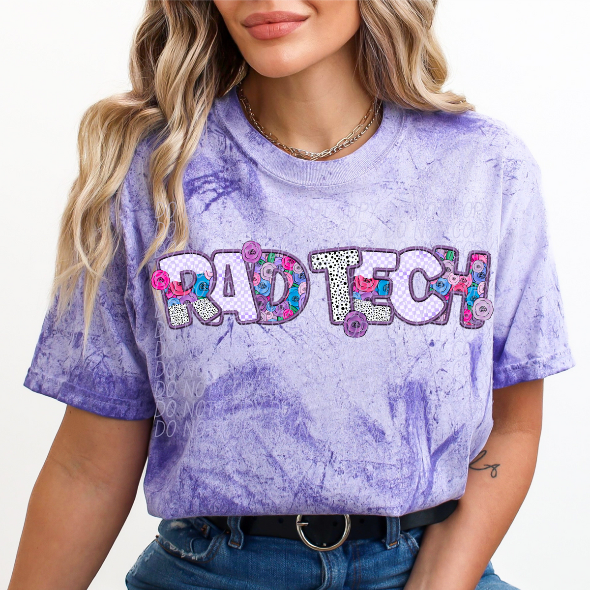 Rad Tech Floral Purple Checkered (CITY) DTF transfer