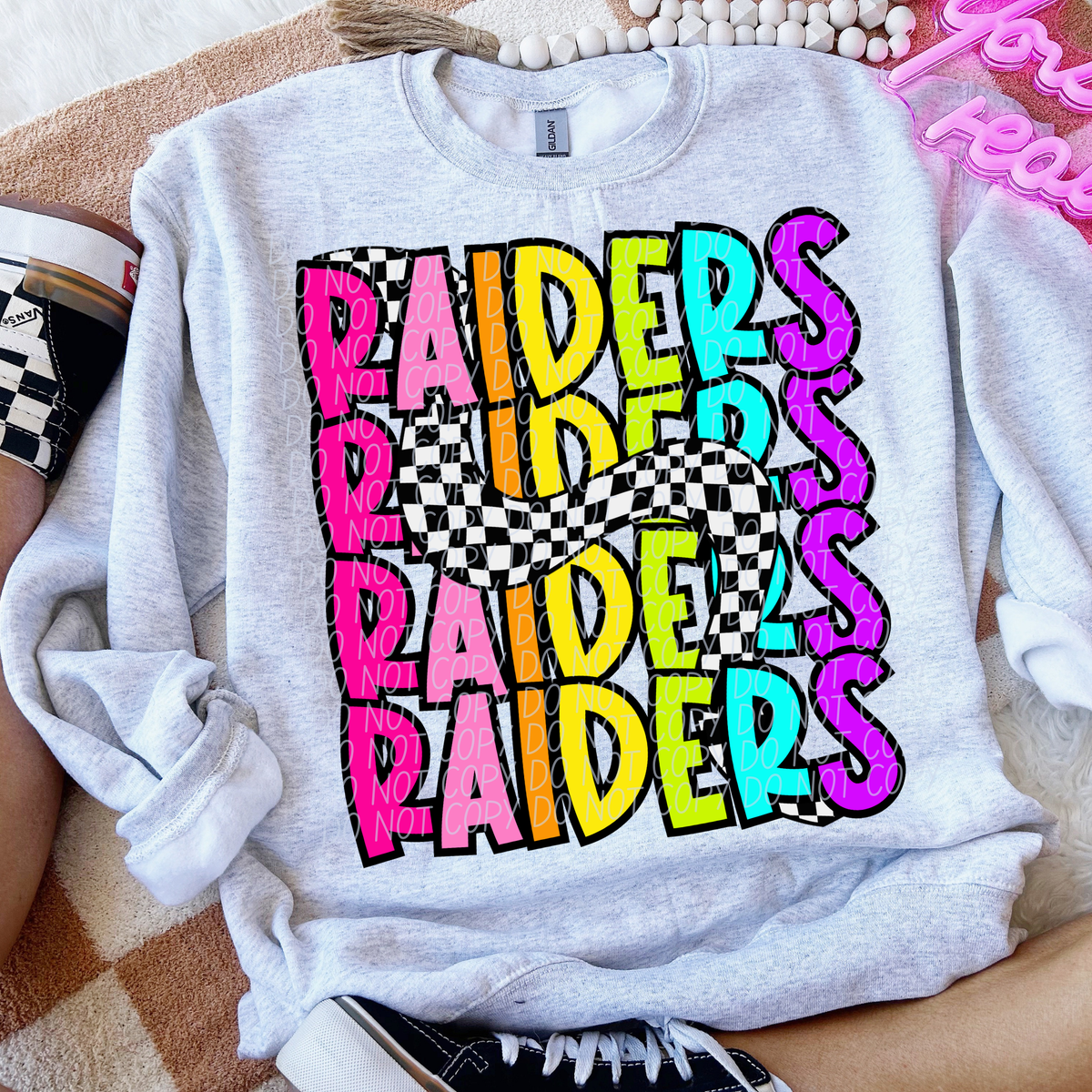 Raiders 80's Vibe Mascot STACKED (City) DTF transfer