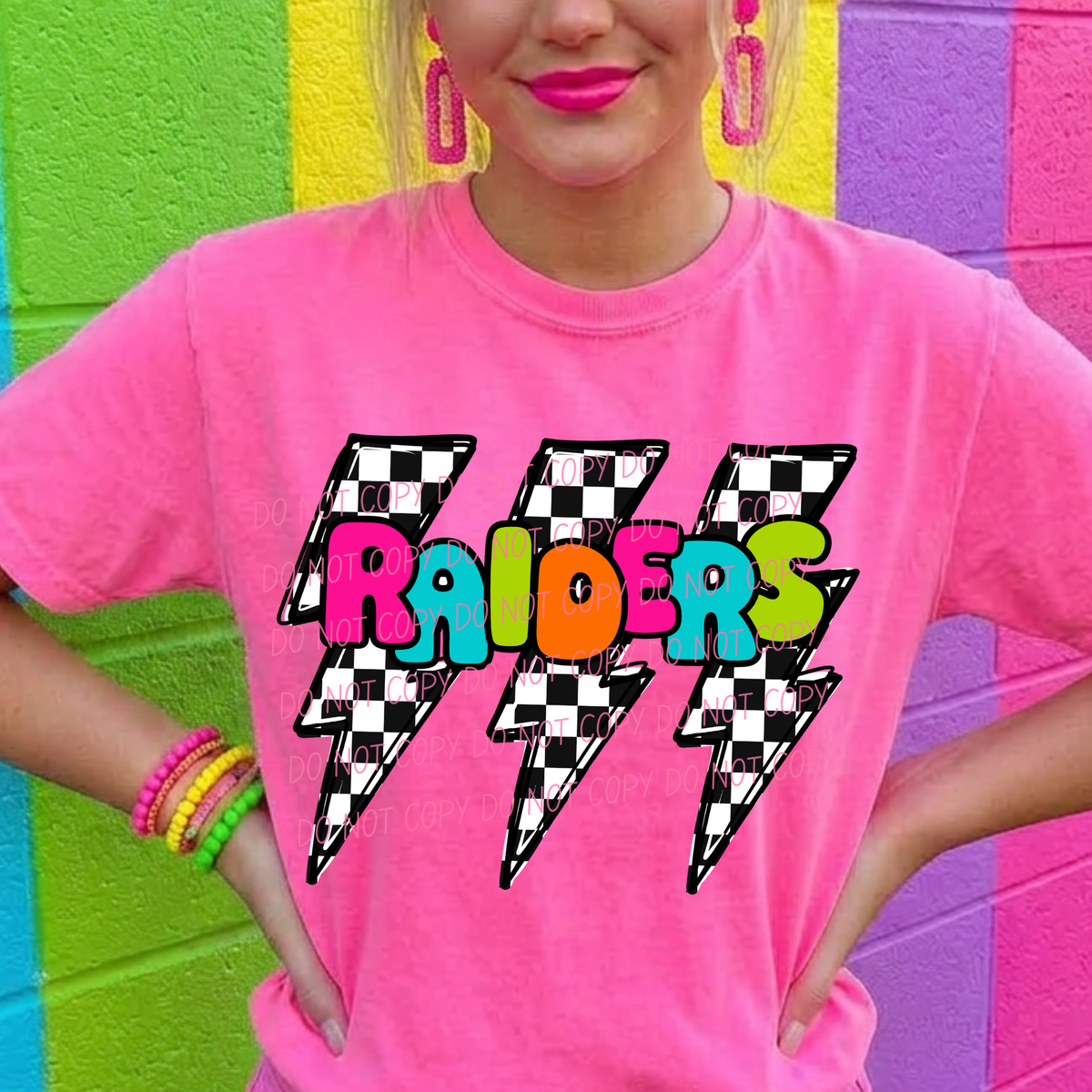 Raiders multi color with lightning bolt background (city) DTF Transfer