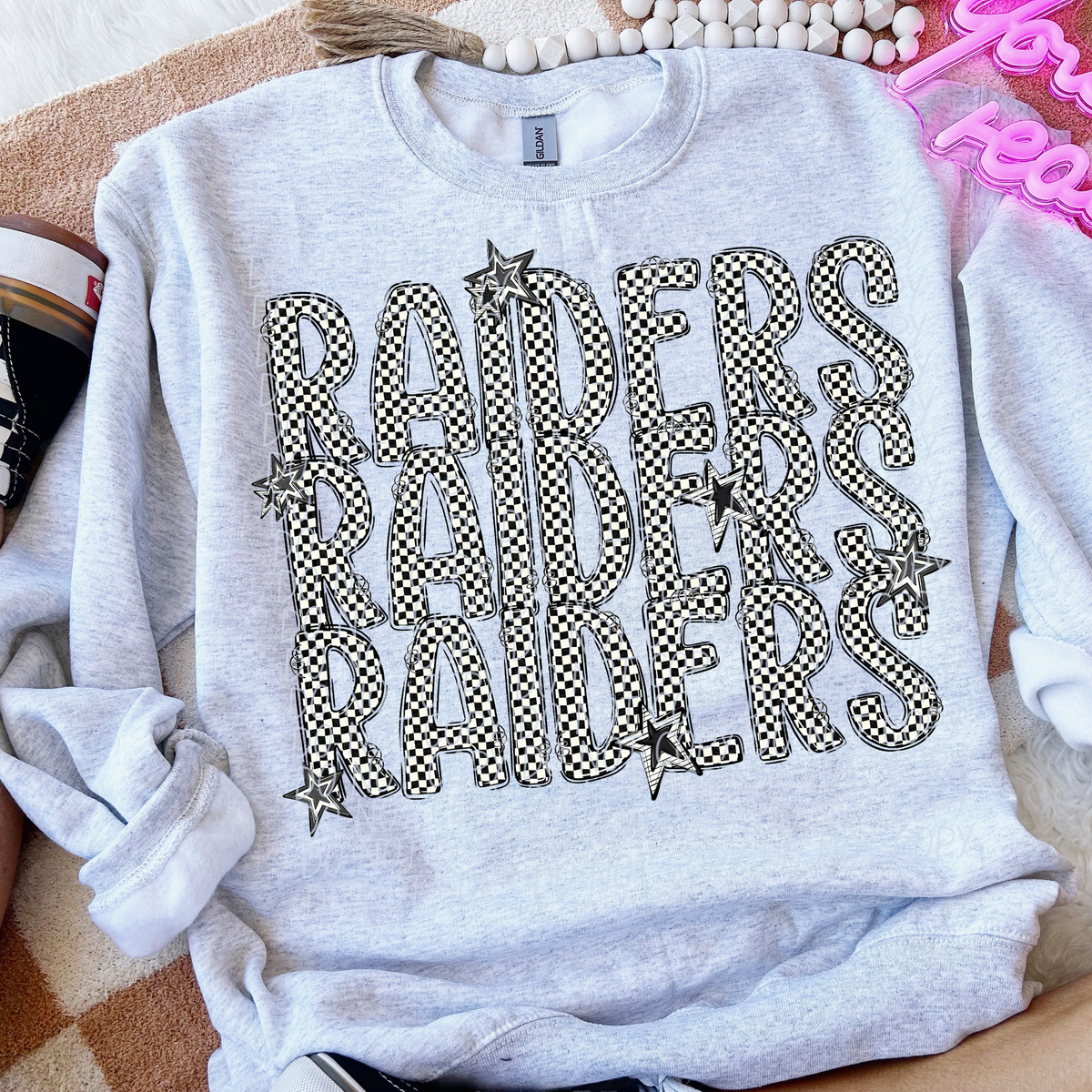Raiders checker star stacked (City)DTF transfer