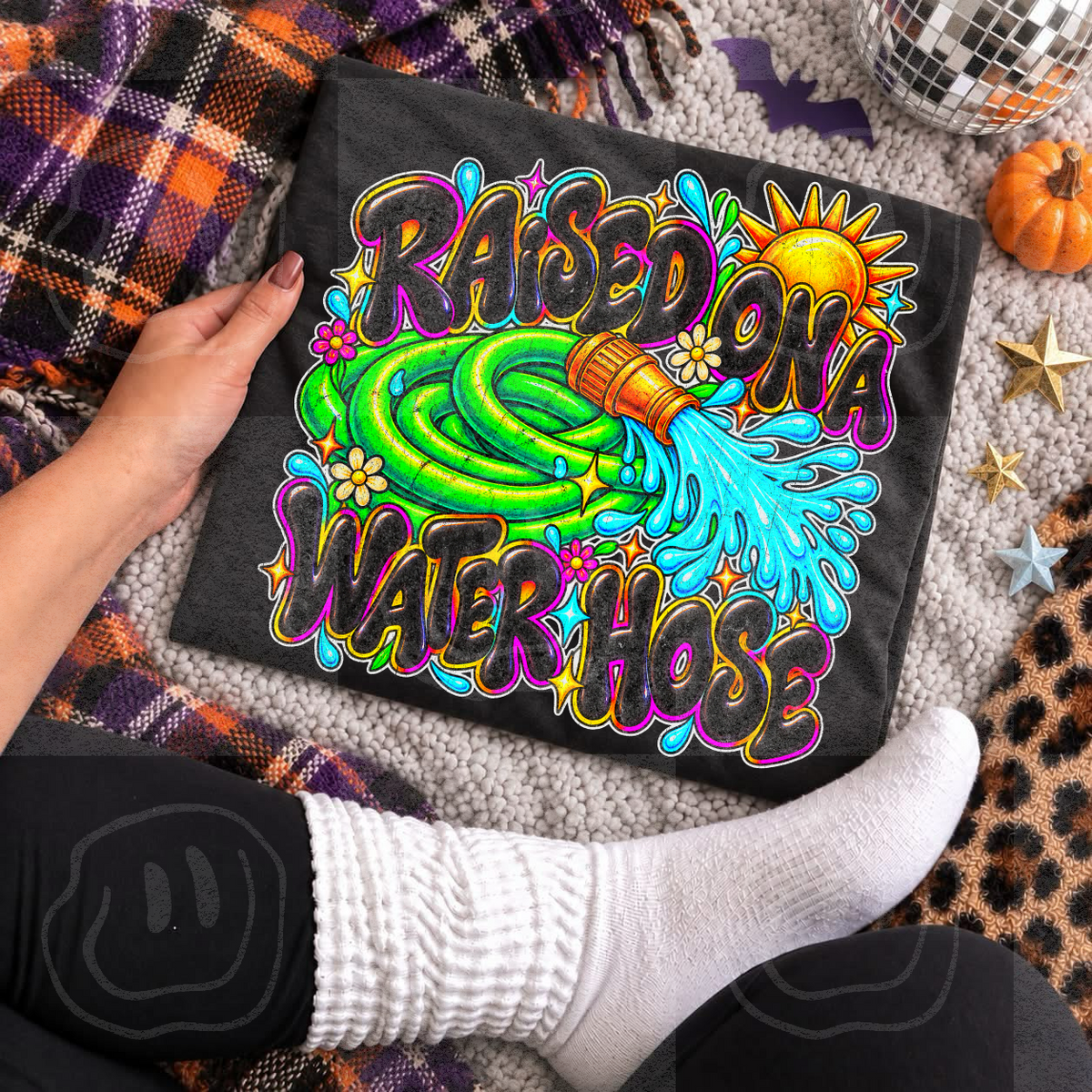 Raised on a water hose neon faux airbrush (Unhinged) DTF Transfer