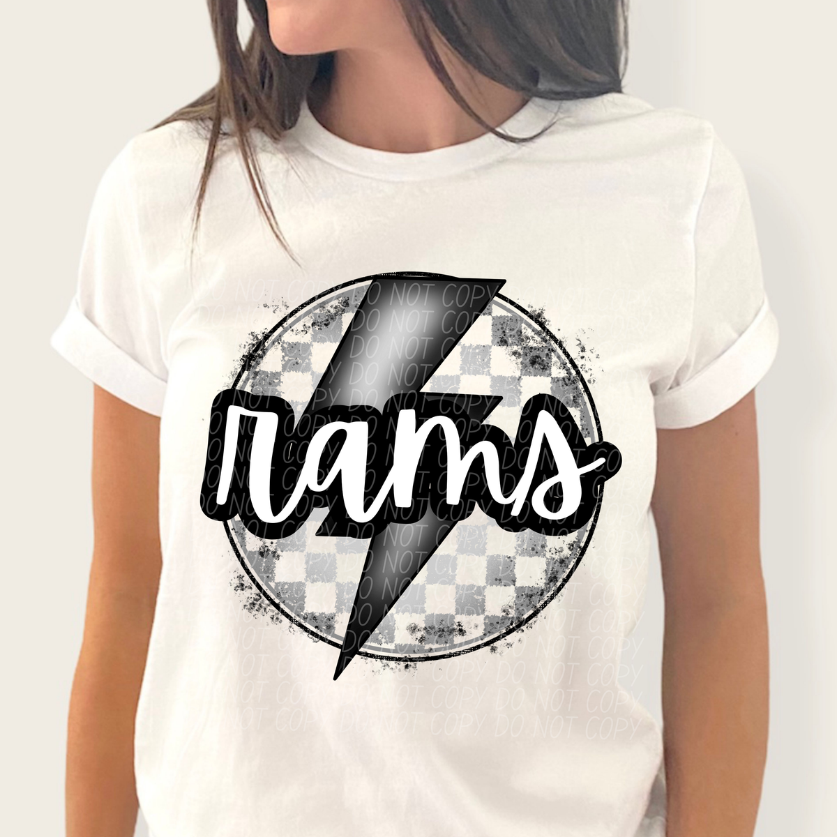 Rams grey/silver lightning bolt circle CITY DTF transfer