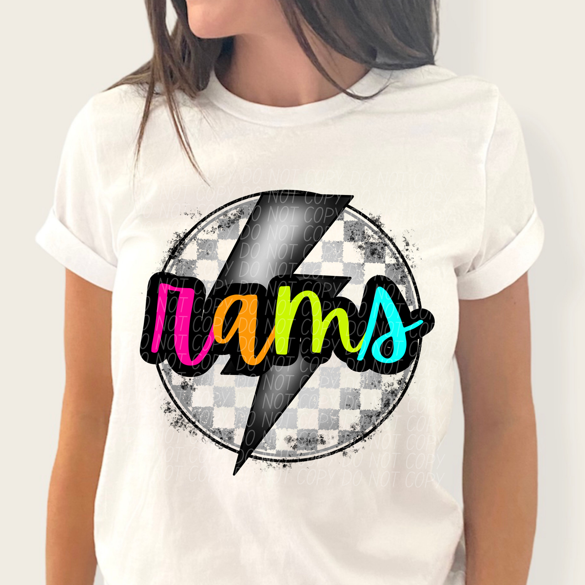 Rams BRIGHT COLORS FONT lightning bolt circle CITY DTF transfer