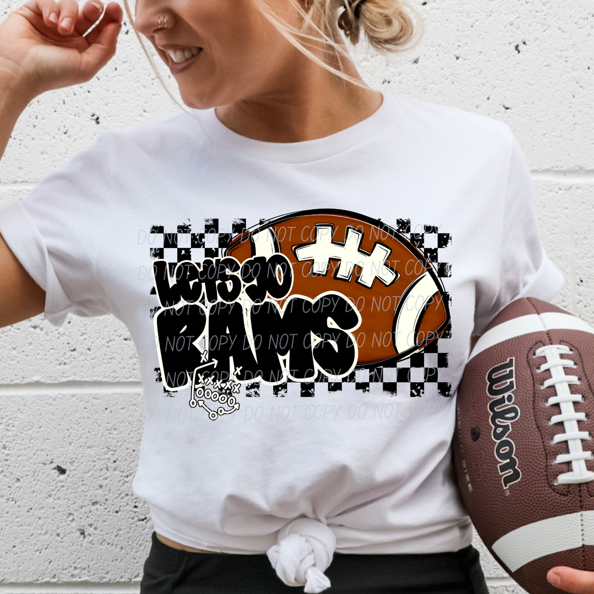 Let's go Rams (checkered background) (City) DTF Transfer