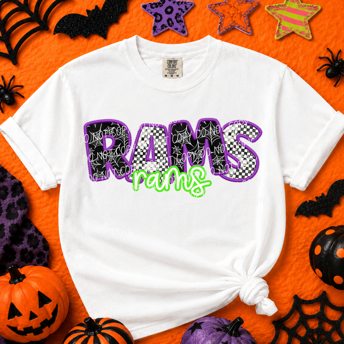 Rams-Purple/Green Halloween Font (CITY) DTF Transfer