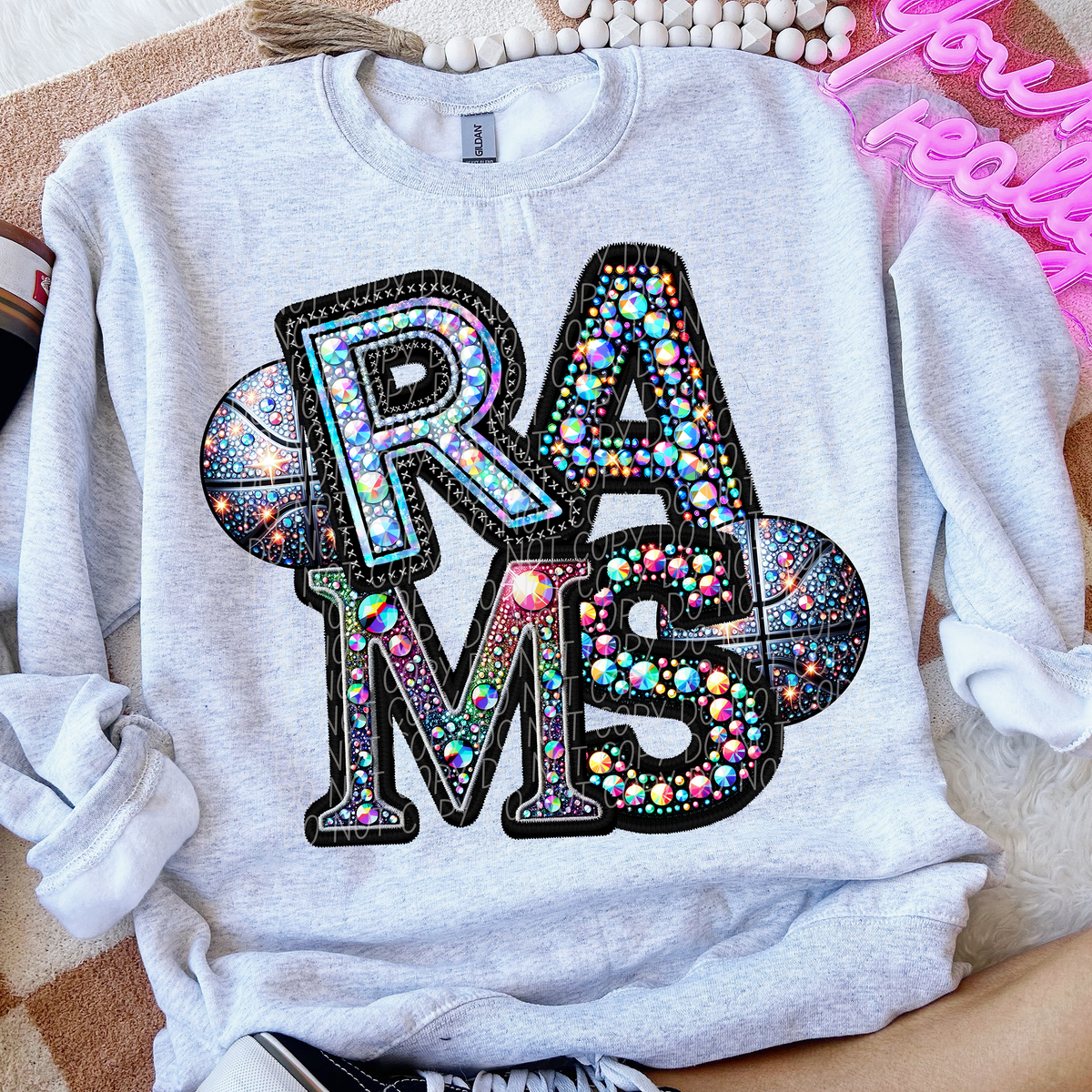 Rams Basketball Rhinestone (CITY) 66647 DTF transfer