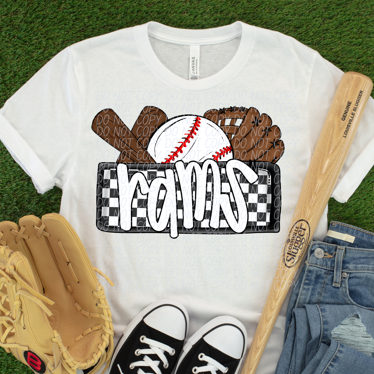 Rams (Bat, Baseball, Glove, Checkered background) (City)