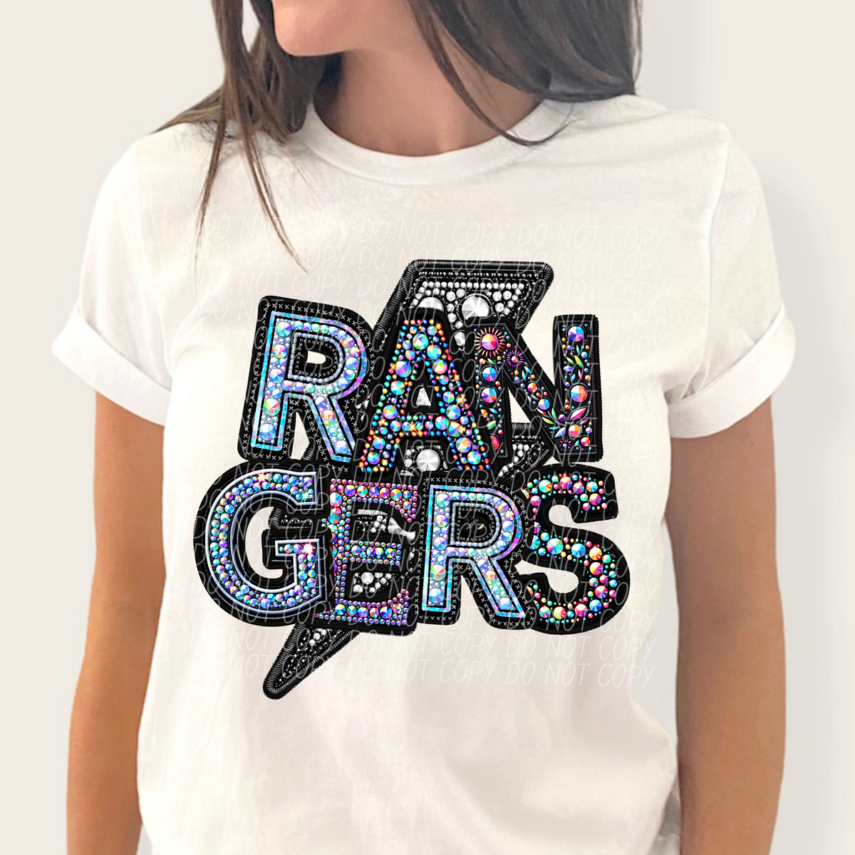 Rangers lightning bolt rhinestones (city) 45260 DTF transfers