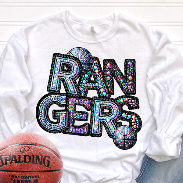 Rangers Basketball Rhinestone (CITY) 66648 DTF transfer