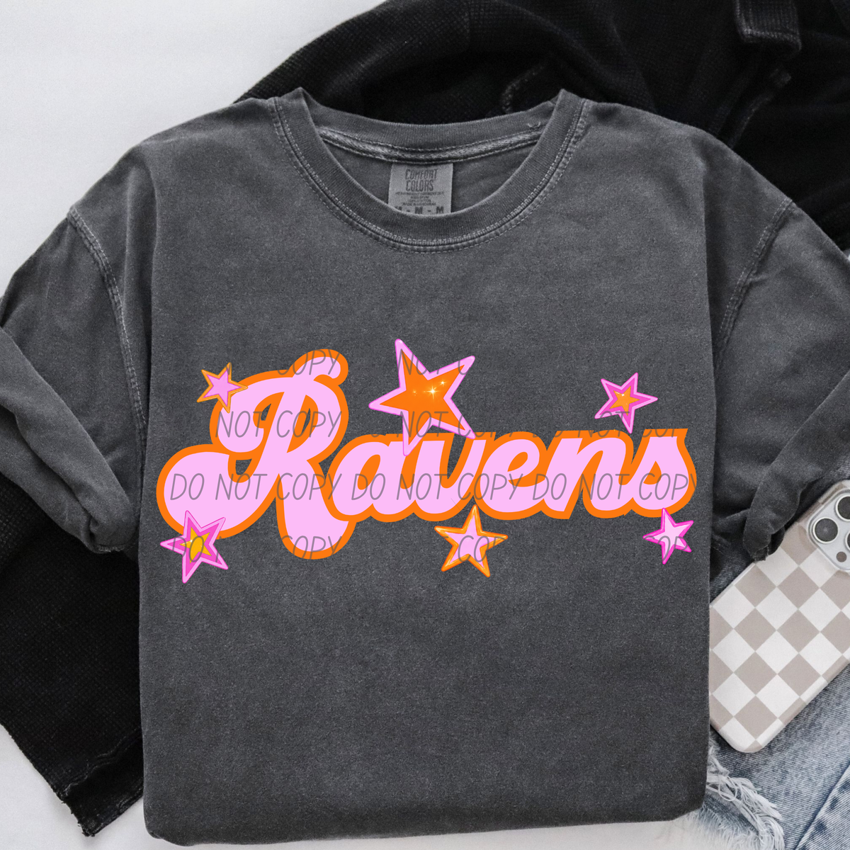 ravens pink orange stars (city) DTF transfer