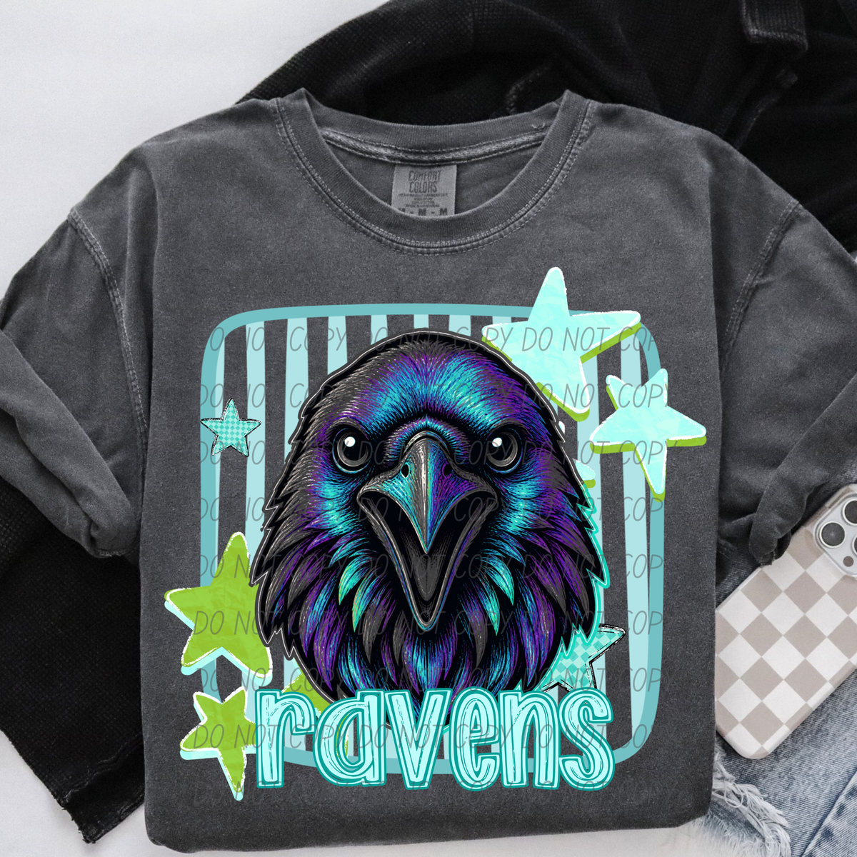 ravens blue stars and stripes blue font (CITY) DTF Transfer