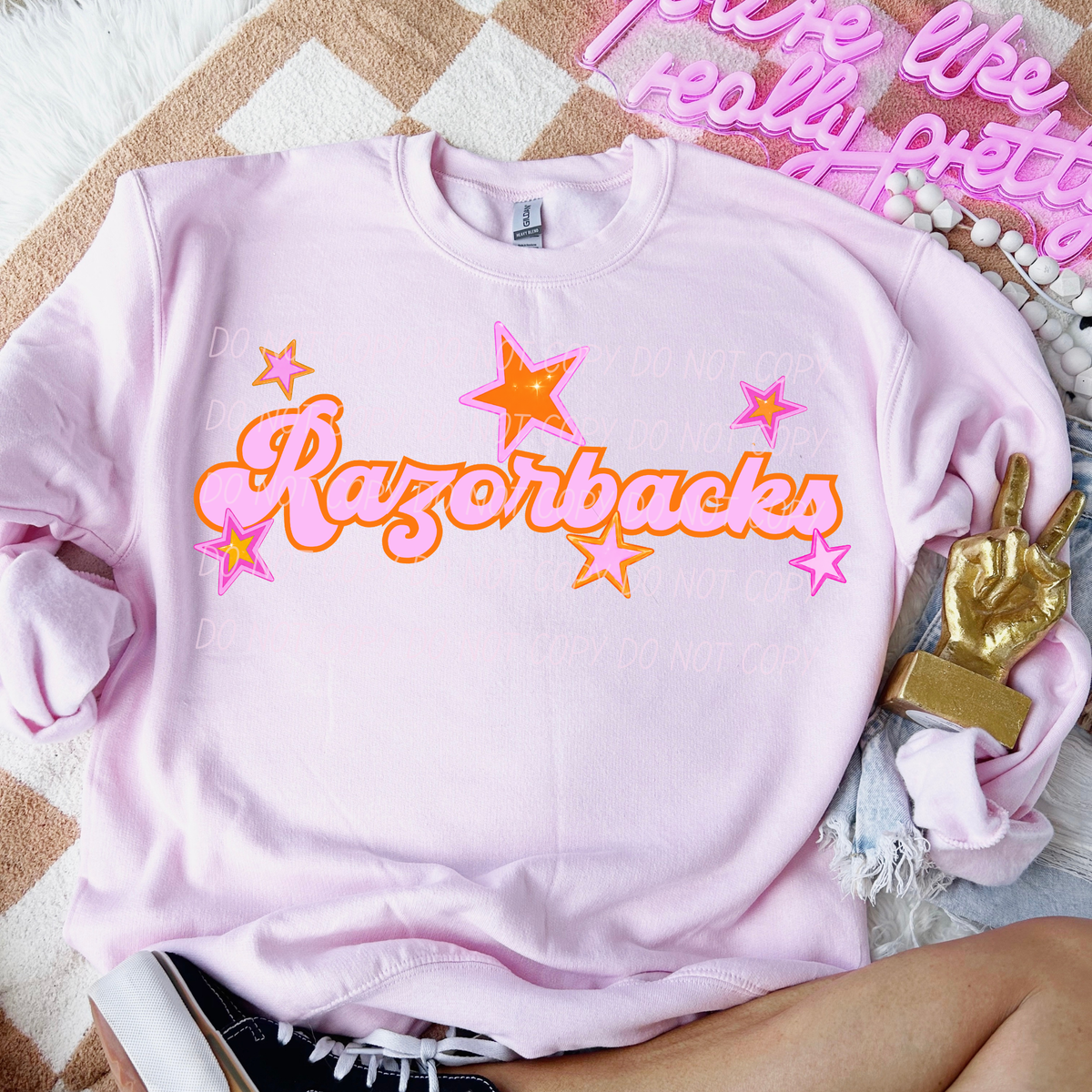 razorbacks pink orange stars (city) DTF transfer