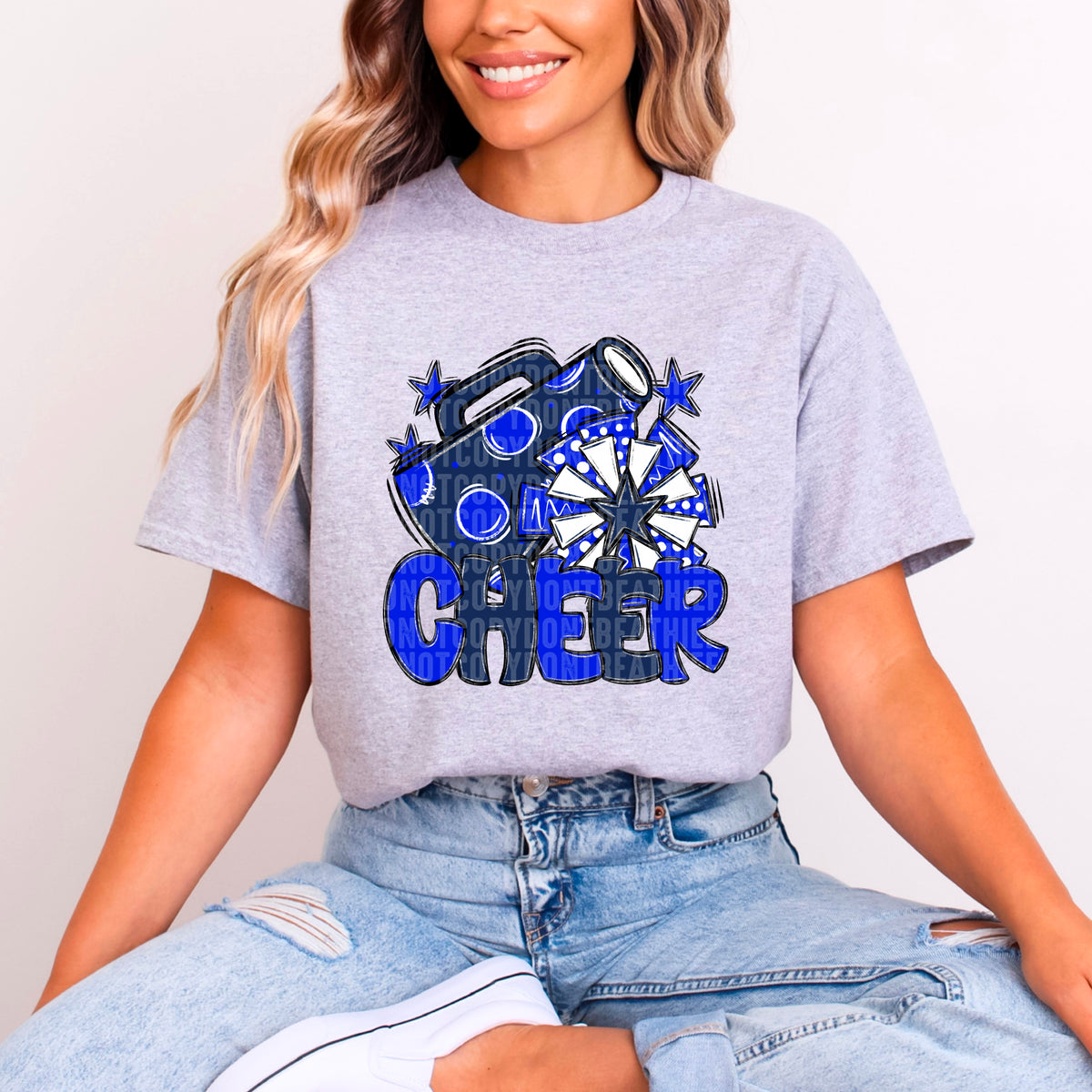 Cheer royal blue and navy blue without frame (SDD) DTF transfer