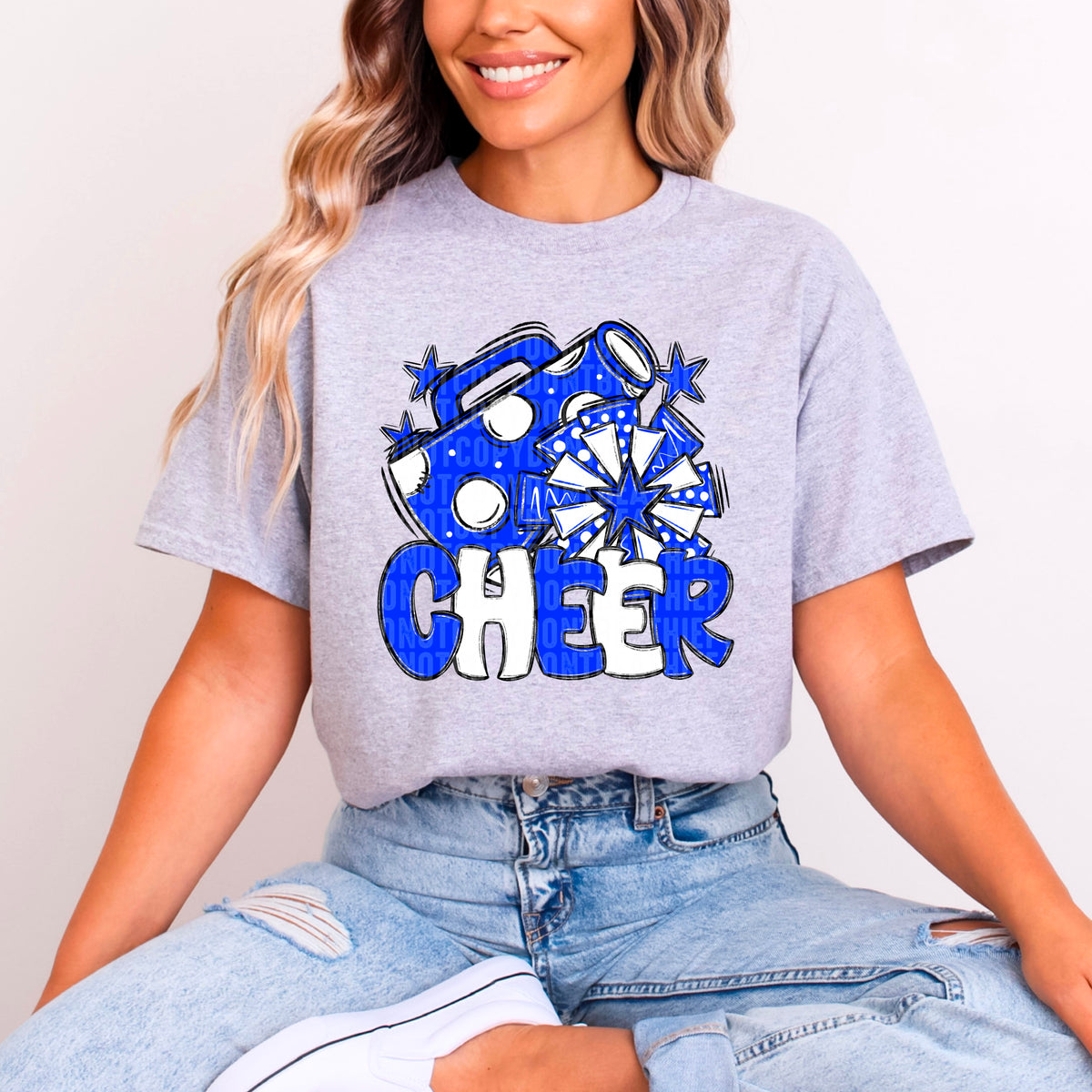 Cheer royal blue and white without frame (SDD) DTF transfer