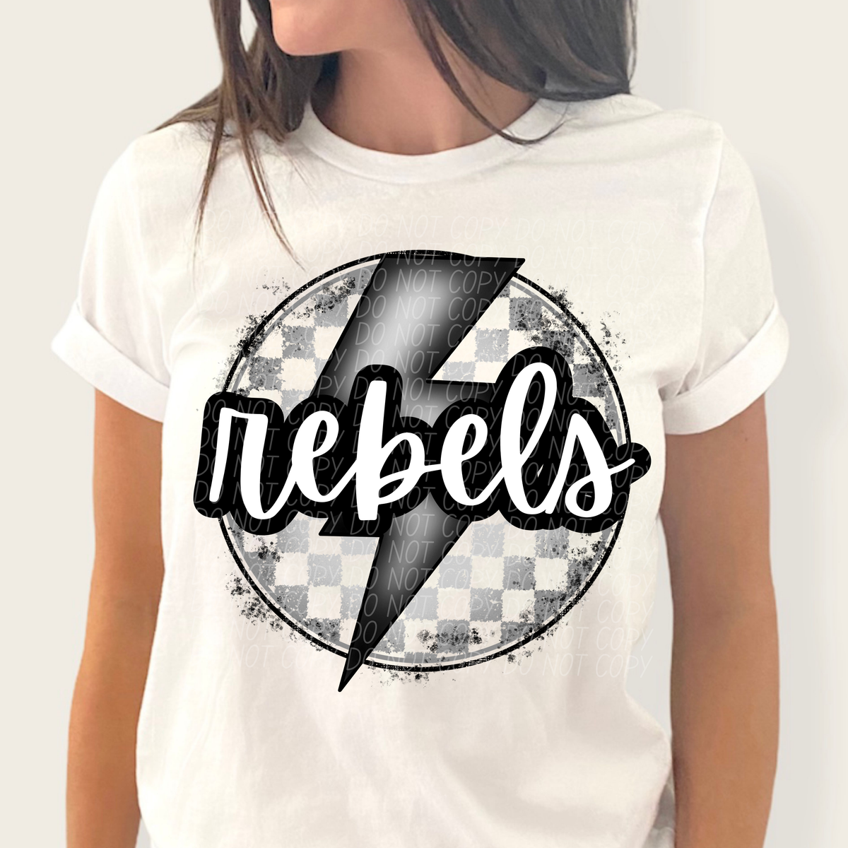 Rebels grey/silver lightning bolt circle CITY DTF transfer