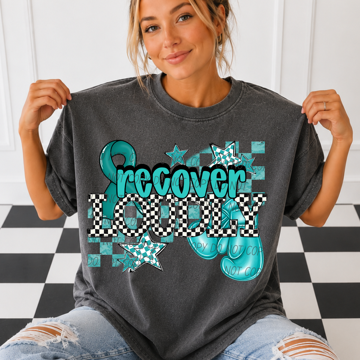 Recover loudly-checkered font (CITY) DTF Transfer