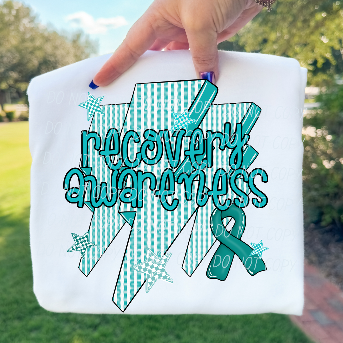 Recovery awareness- lighting bolts and ribbon (CITY) DTF Transfer