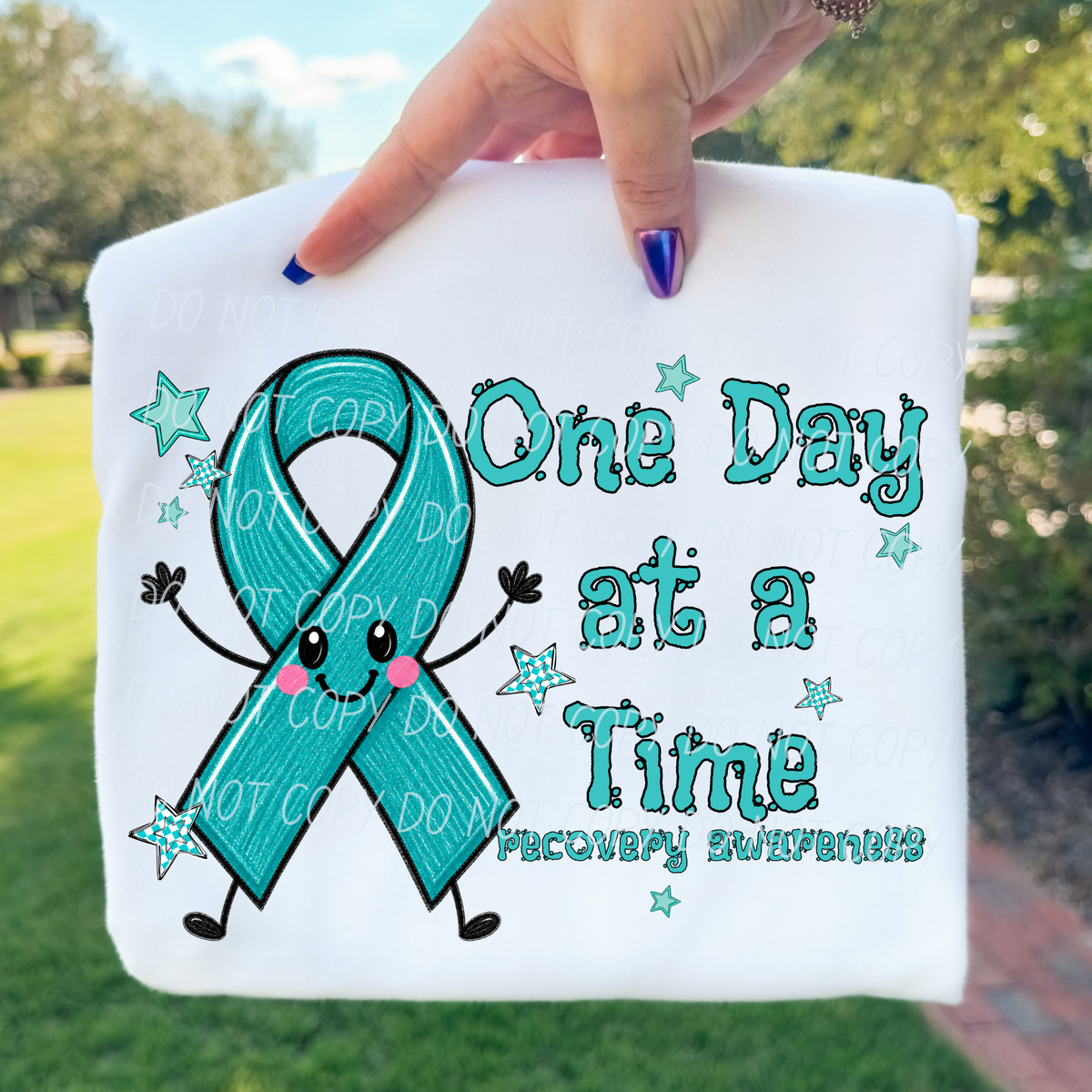 One day at a time-happy ribbon (CITY) DTF Transfer