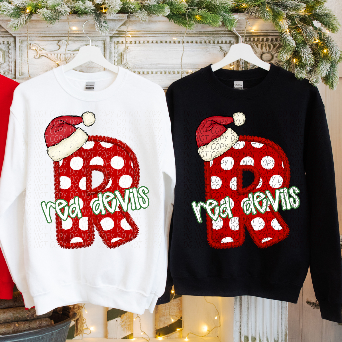 R Red Devils Christmas Faux Embroidery (CITY) 66359 DTF transfer