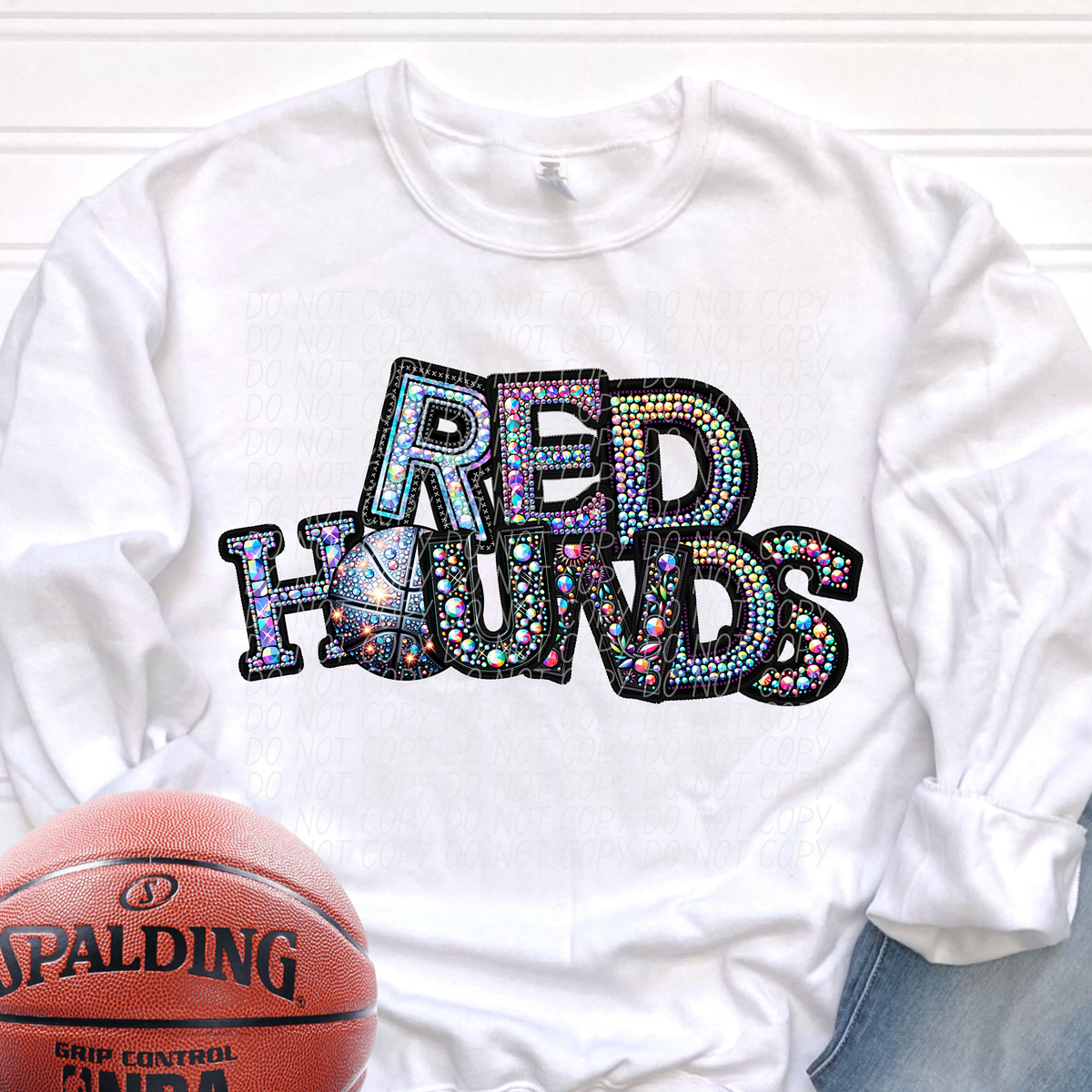 Red Hounds Basketball Rhinestone (CITY) 66651 DTF transfer