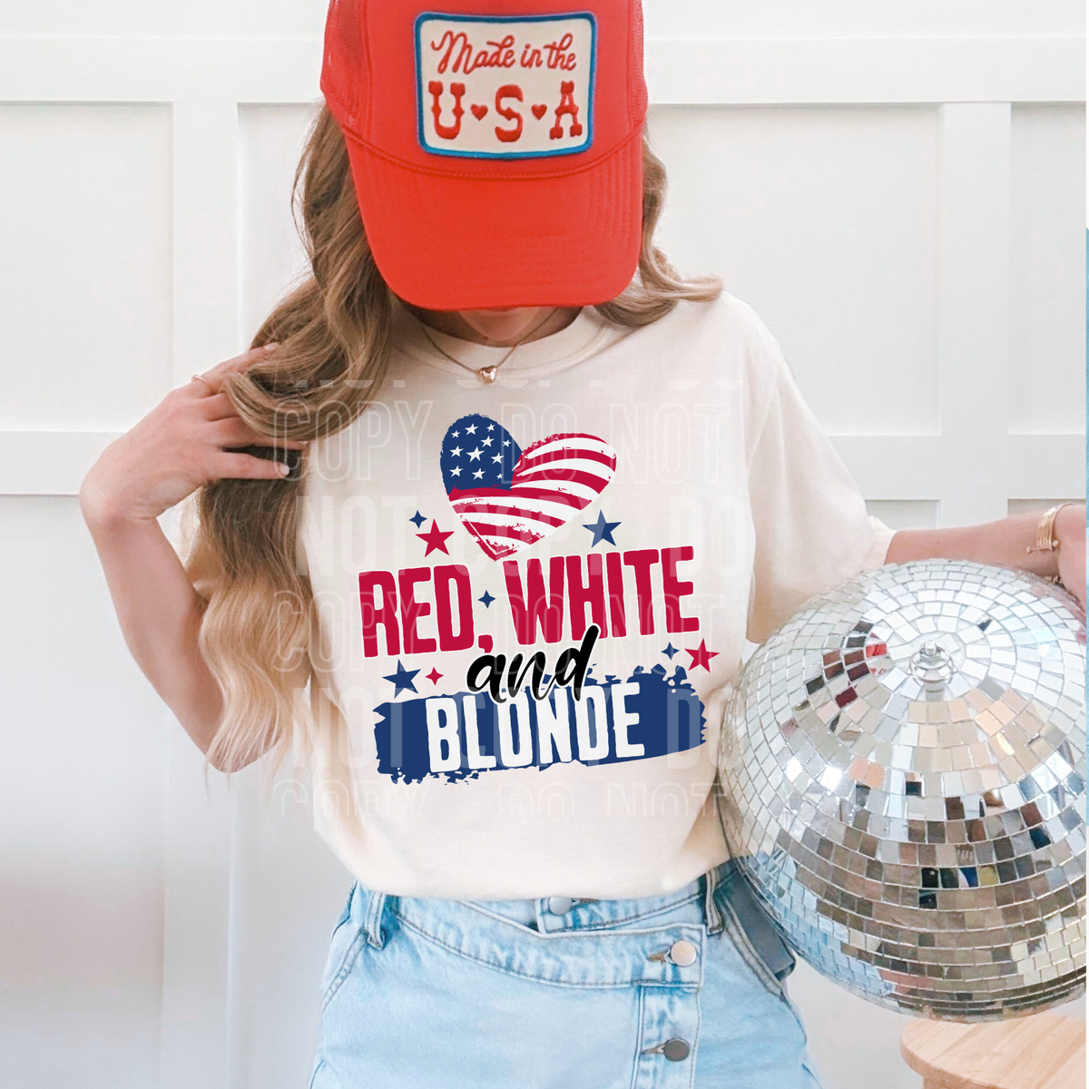 Red white and blonde (SBB) DTF Transfer