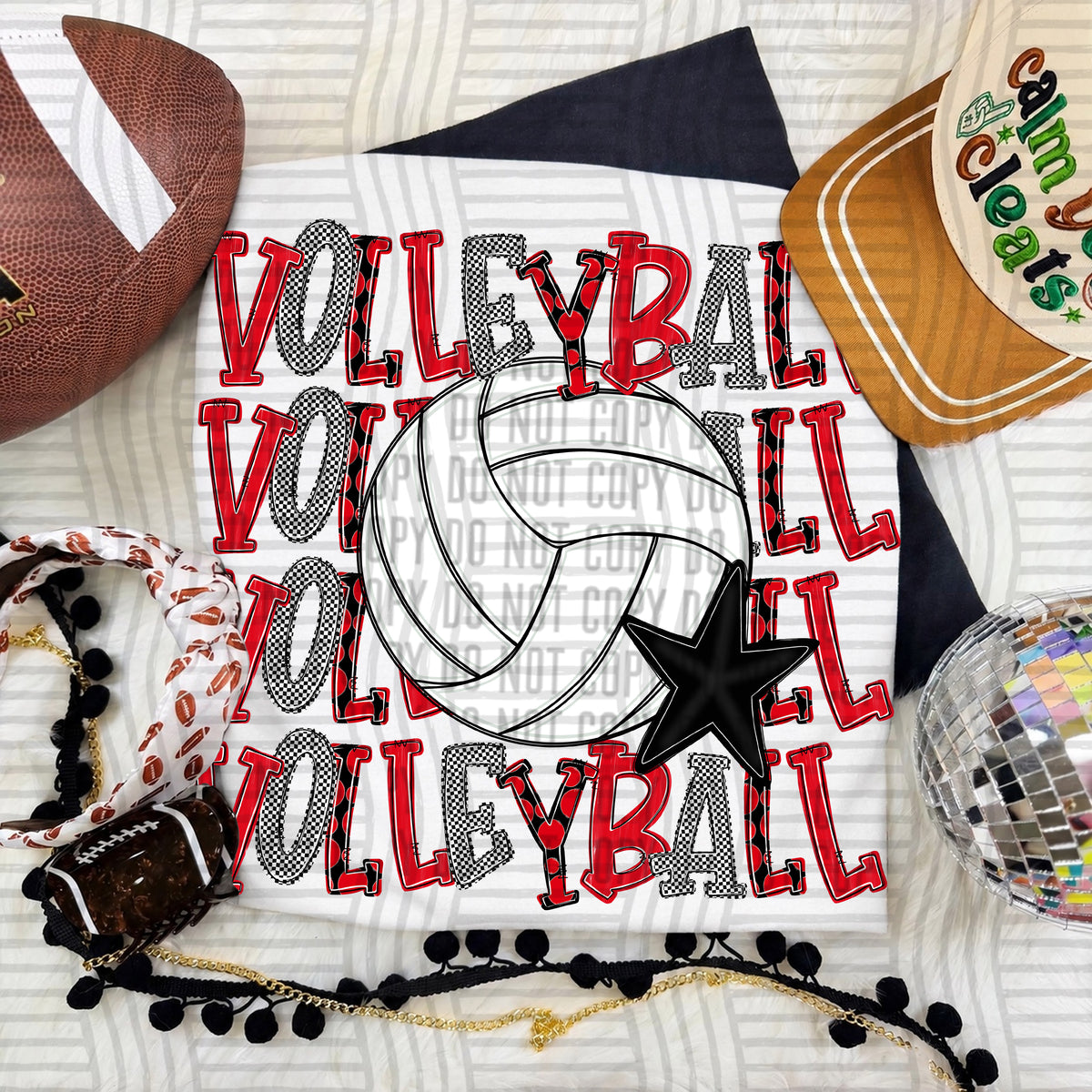 Red-Volleyball quad stacked (Caplinger) DTF Transfer