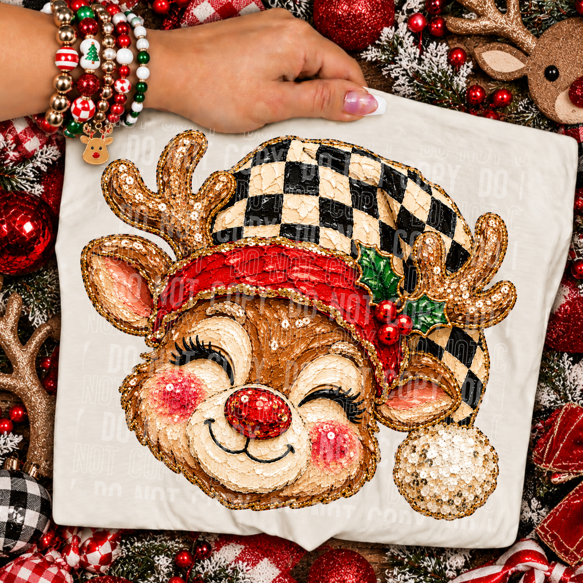 Reindeer faux Christmas painted (SBB) DTF Transfer