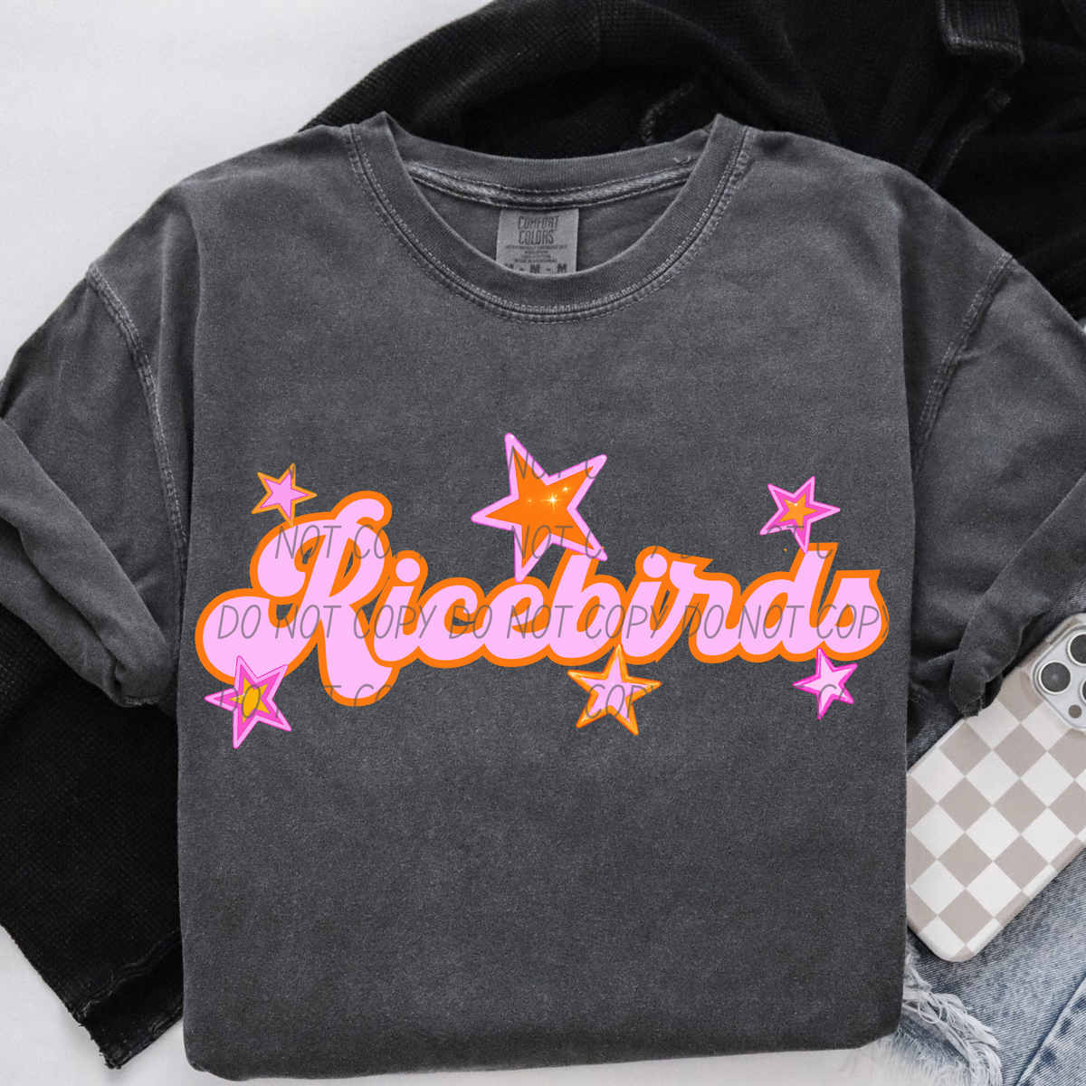 ricebirds pink orange stars (city) DTF transfer