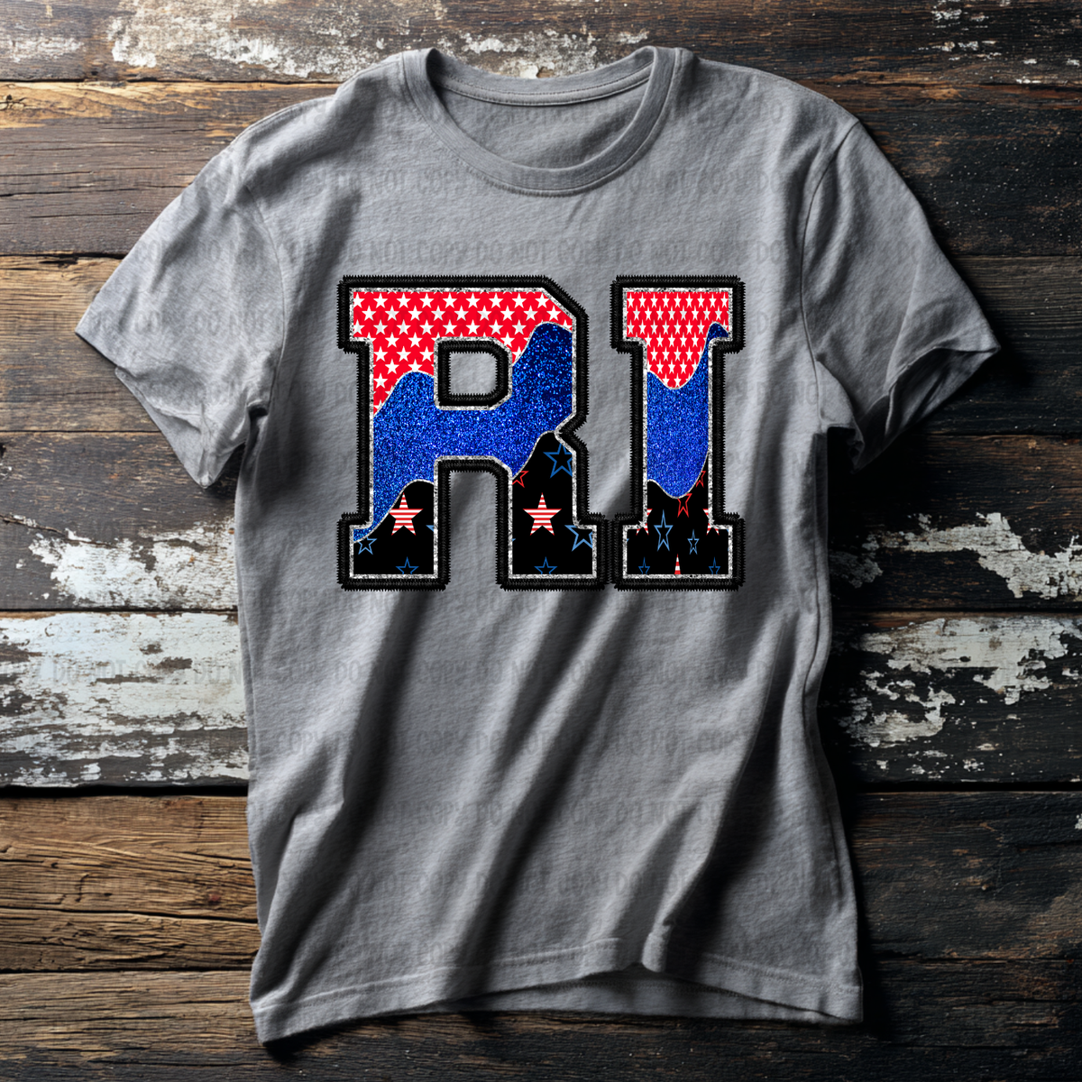 RI (red blue and black filled) (Revel) DTF Transfer