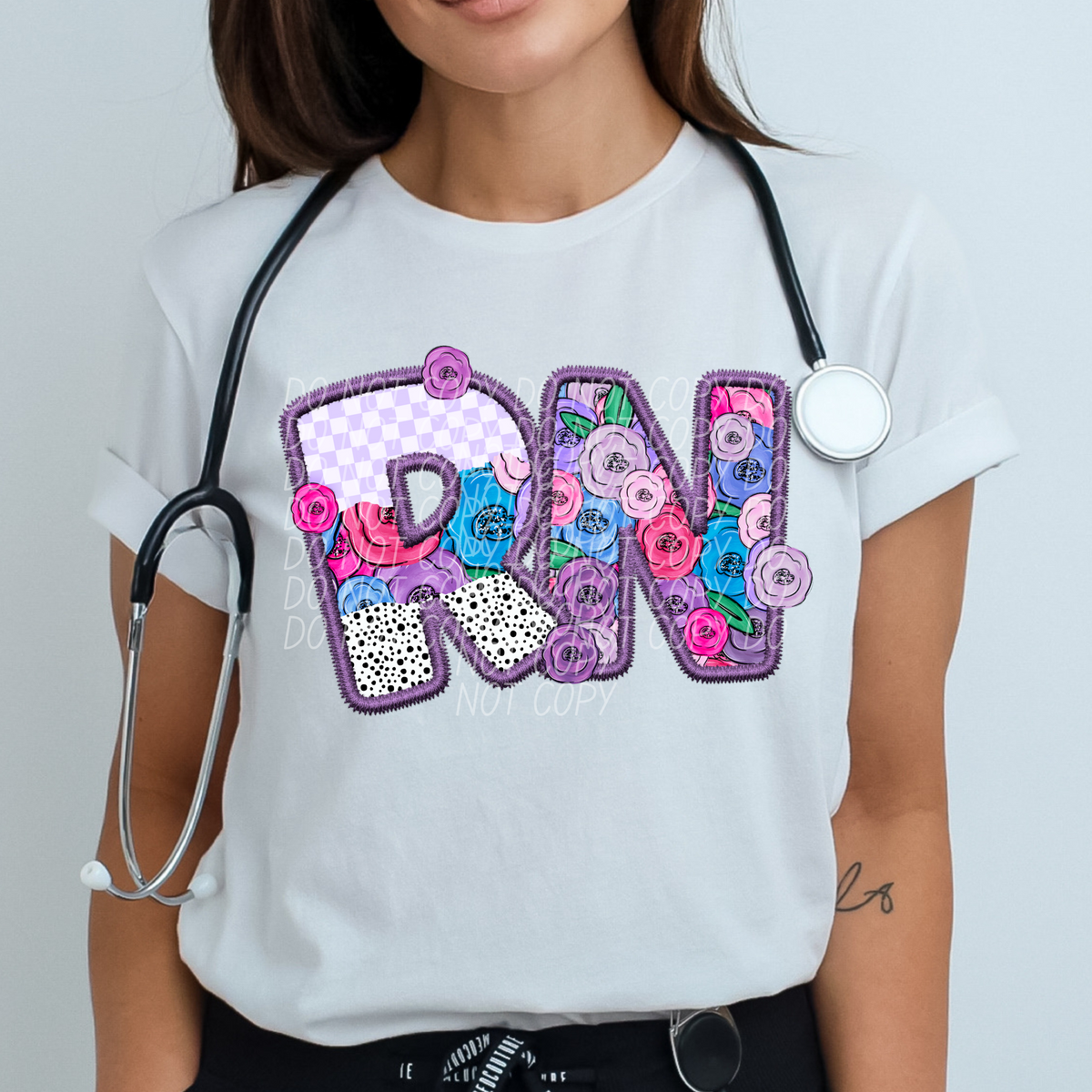 RN Floral Purple Checkered (CITY) DTF transfer