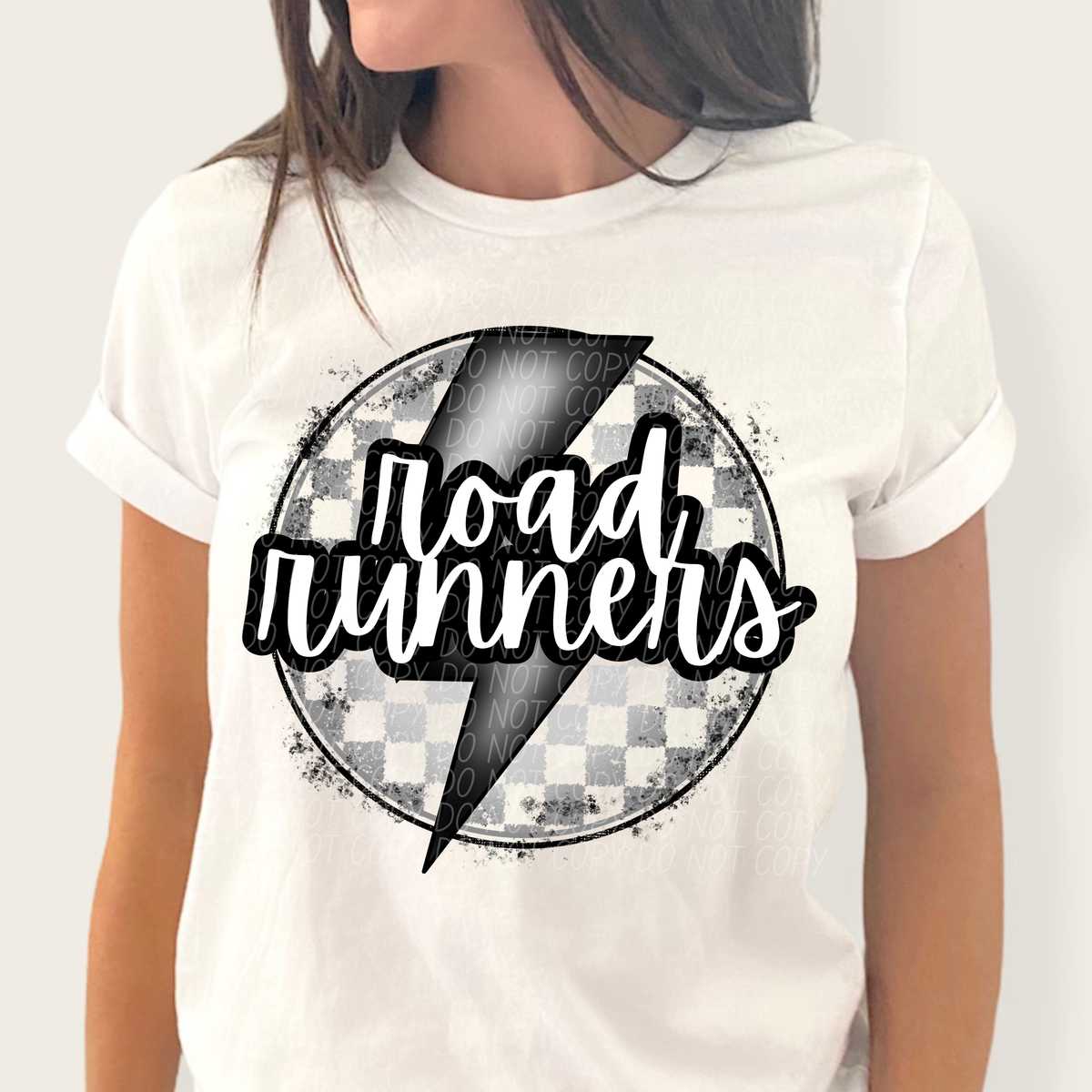 Road runners grey/silver lightning bolt circle CITY DTF transfer