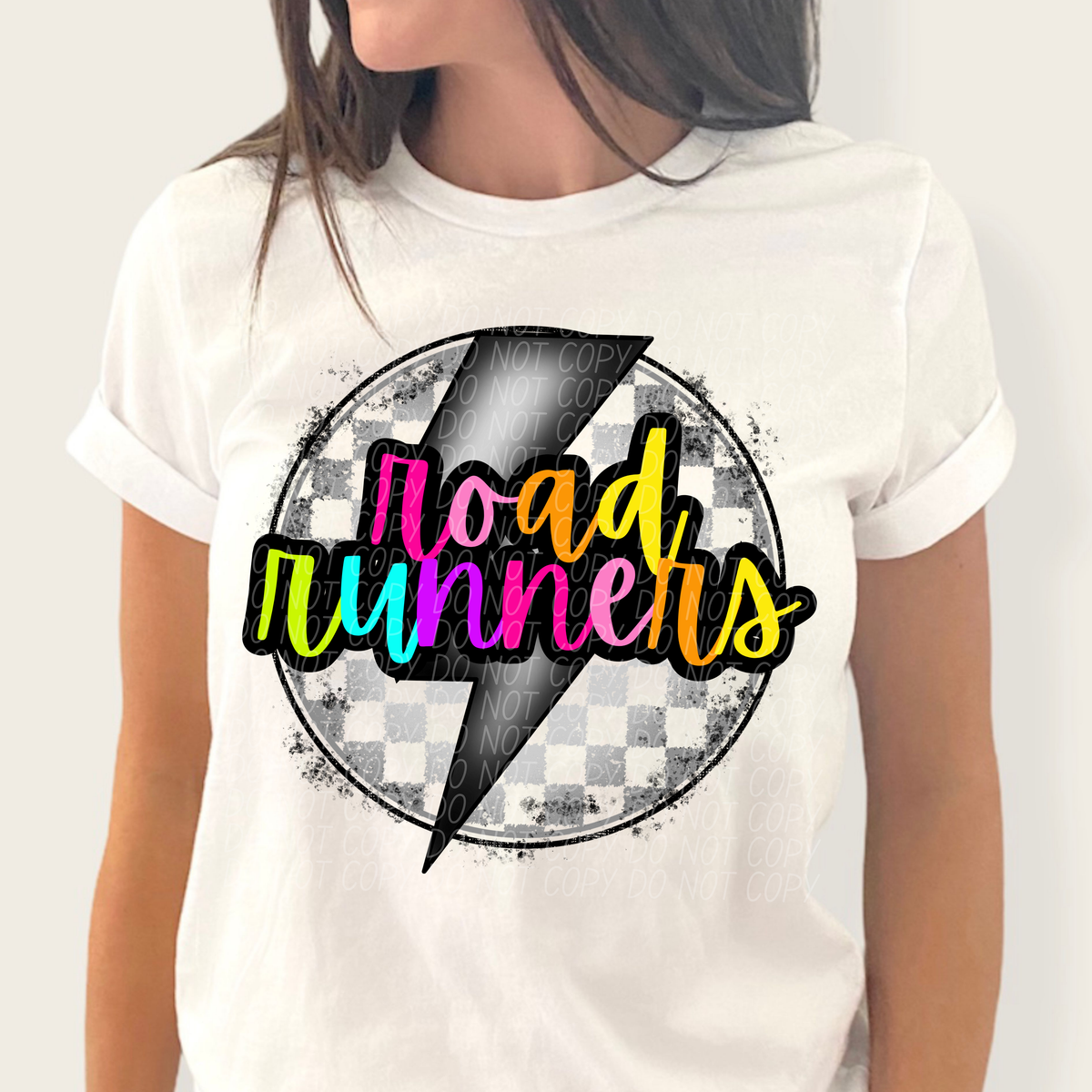 Road runners BRIGHT COLORS FONT lightning bolt circle CITY DTF transfer