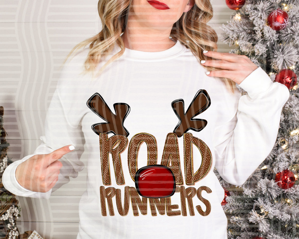road runners deer antlers mascot red nose (caplinger) DTF Transfer