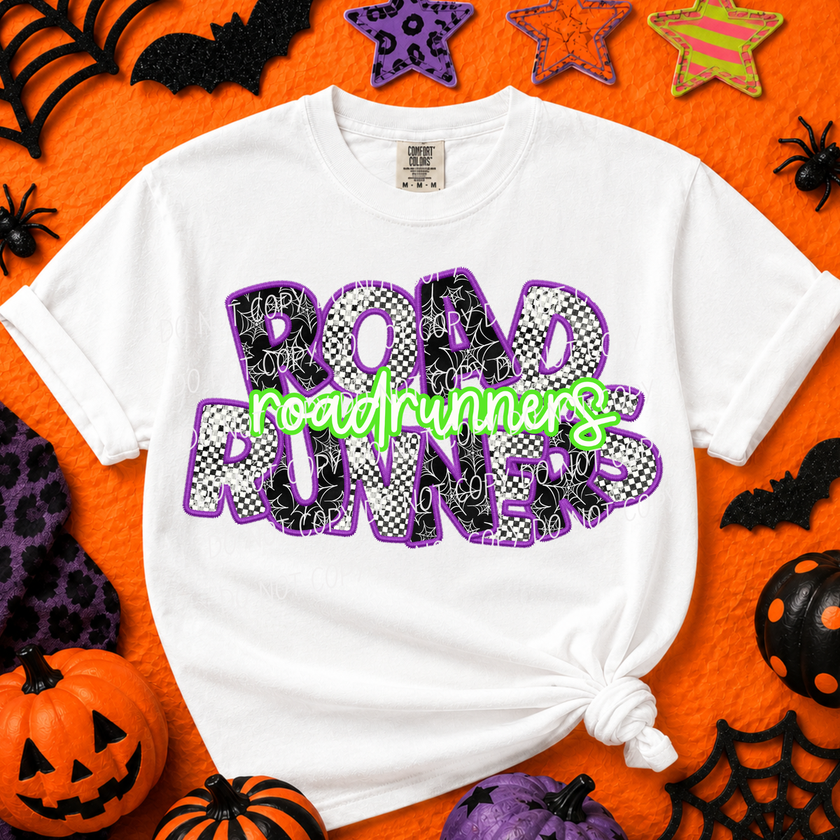 Roadrunners-Purple/Green Halloween Font (CITY) DTF Transfer