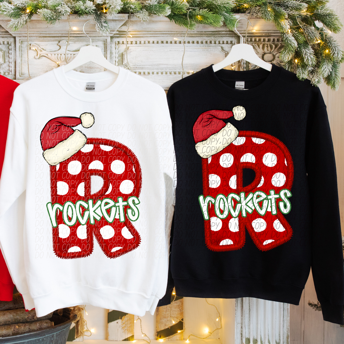 R Rockets Christmas Faux Embroidery (CITY) 66363 DTF transfer