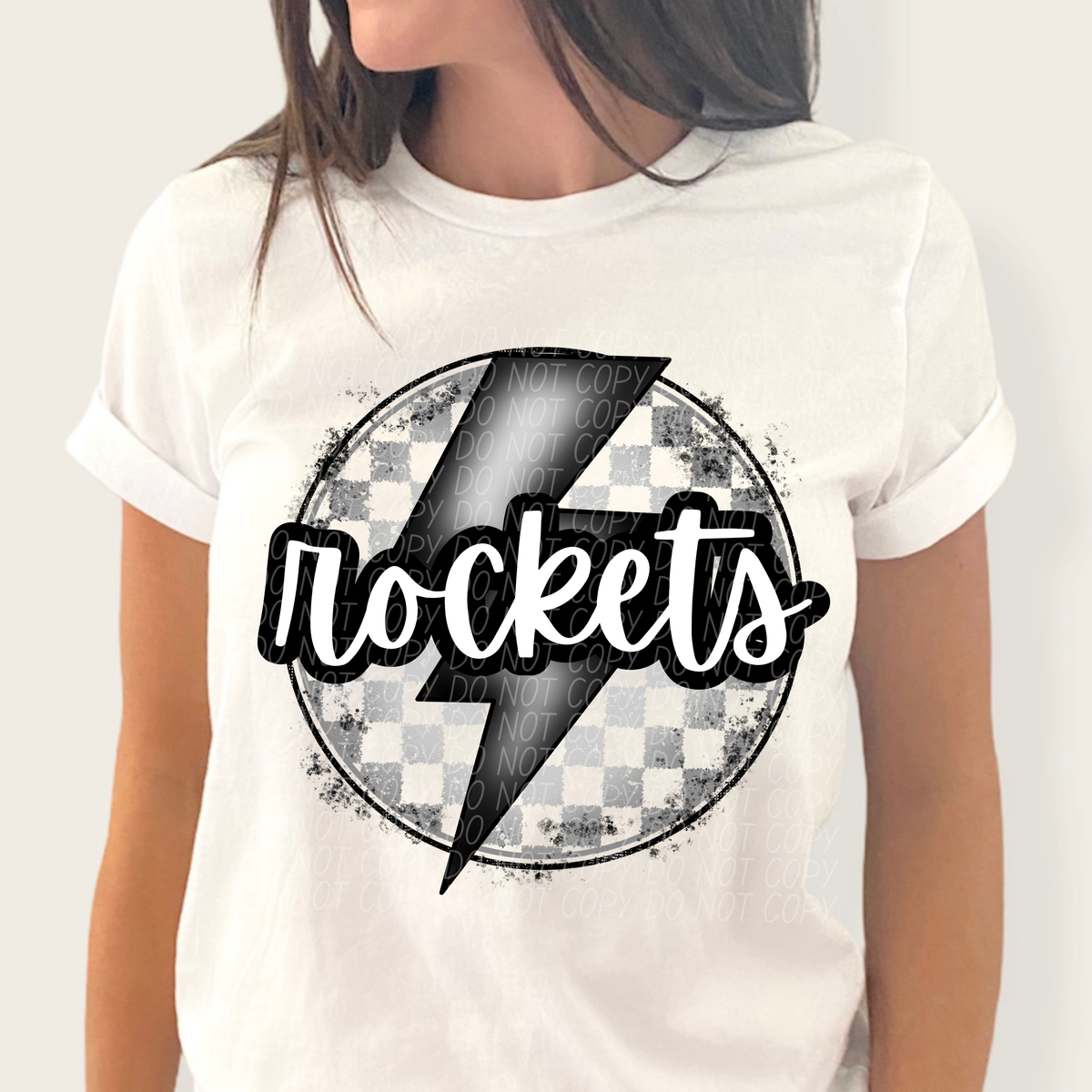 Rockets grey/silver lightning bolt circle CITY DTF transfer