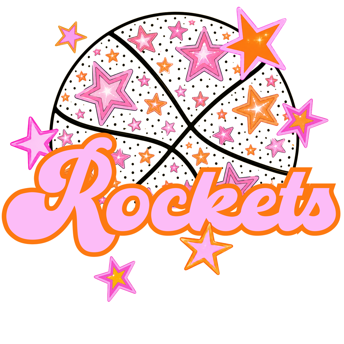 rockets pink basketball (city) DTF transfer