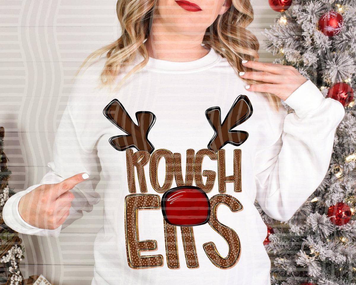 roughers deer antlers mascot red nose (caplinger) DTF Transfer