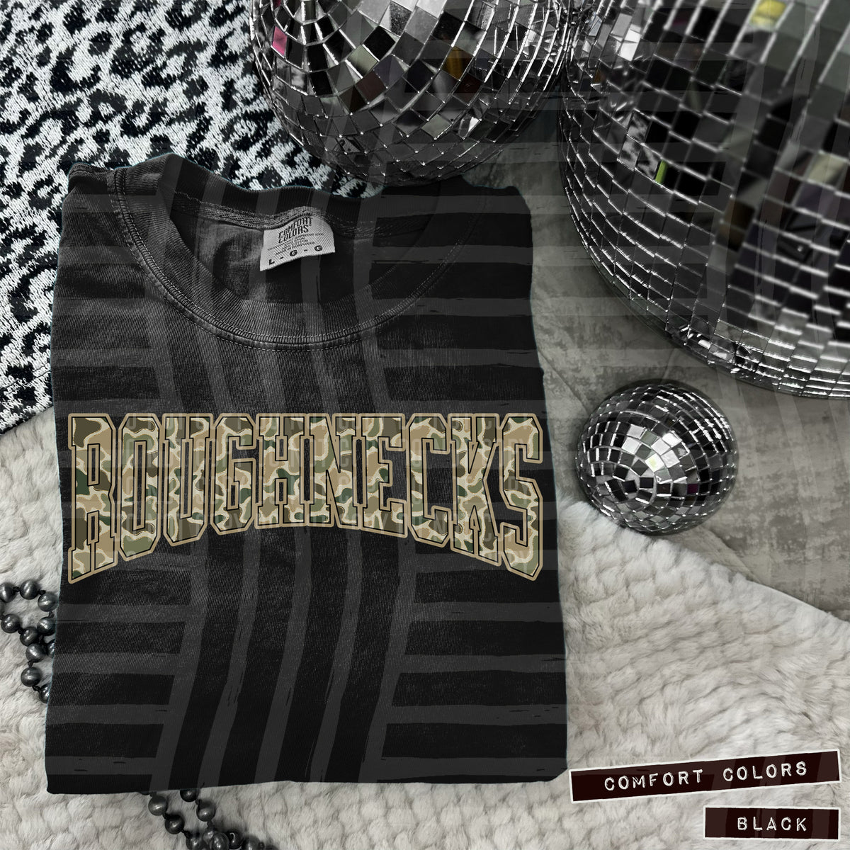 Roughnecks faux glitter camo arched (Caplinger) DTF transfer