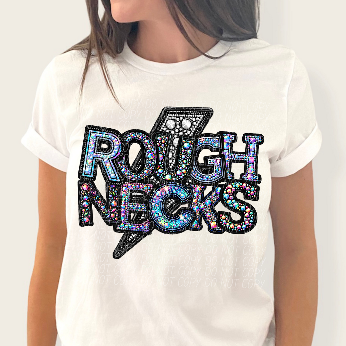 Rough necks lightning bolt rhinestones (city) 45251 DTF transfers