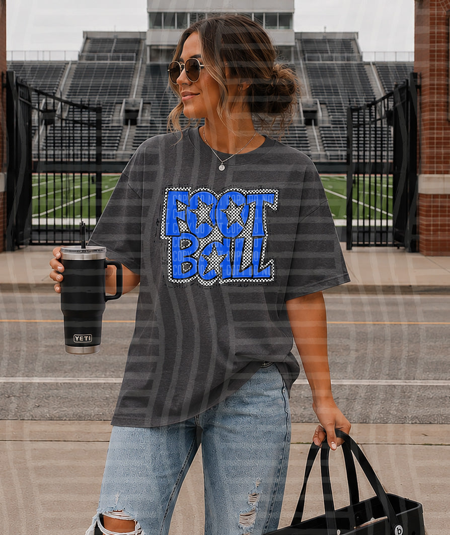 Royal Preppy Checker Football with Star (Caplinger) DTF Transfers