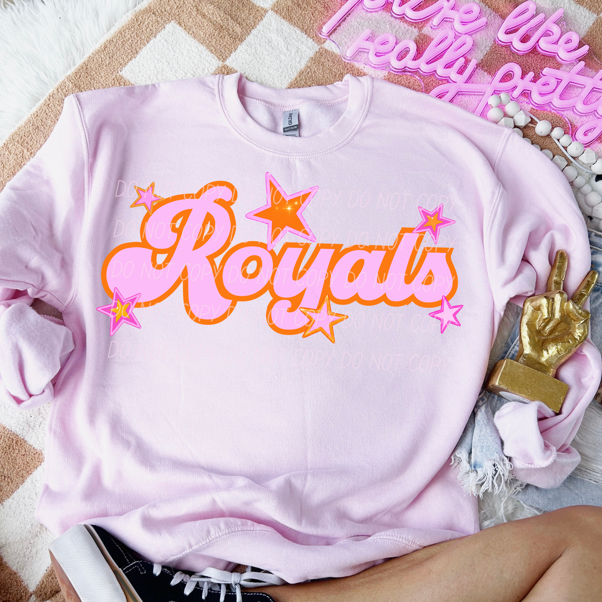 royals pink orange stars (city) DTF transfer