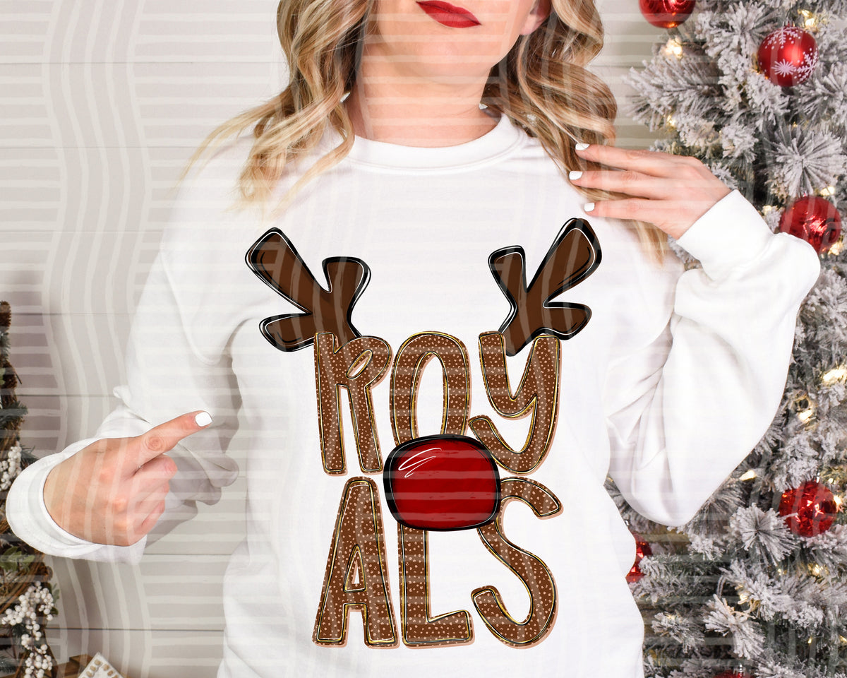 royals deer antlers mascot red nose (caplinger) DTF Transfer
